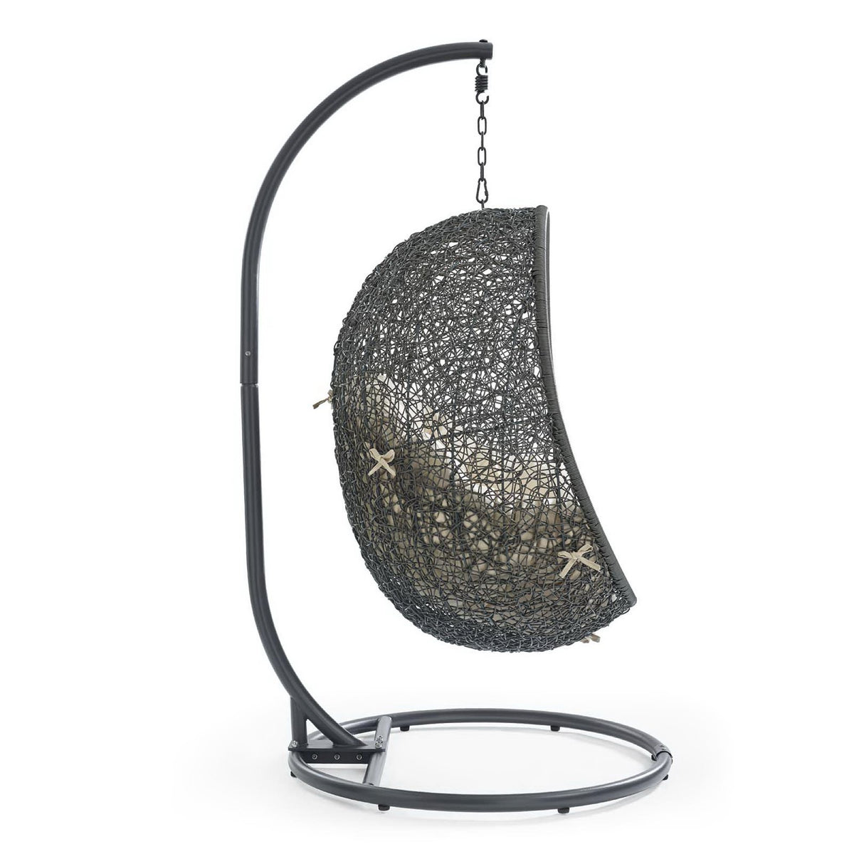Hide Outdoor Patio Sunbrella® Swing Chair With Stand, Gray Beige