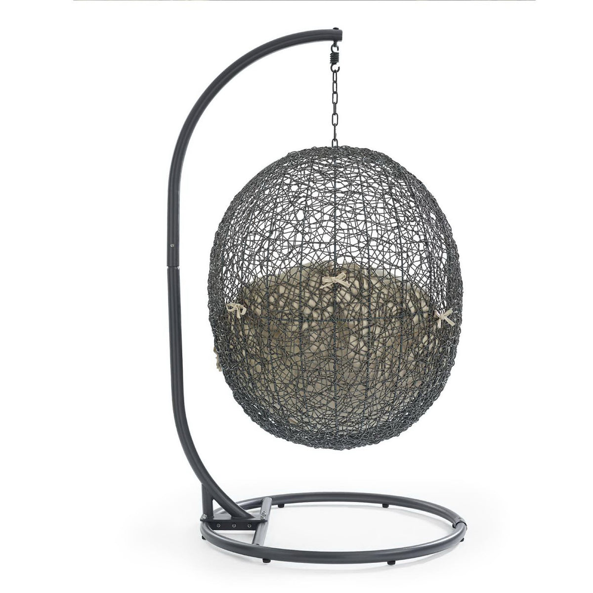 Hide Outdoor Patio Sunbrella® Swing Chair With Stand, Gray Beige