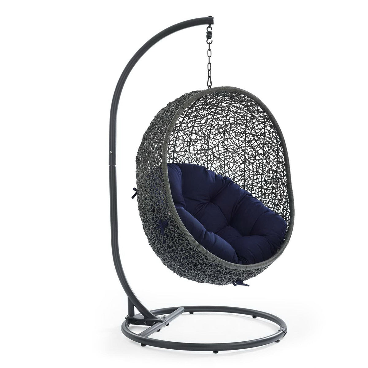 Hide Outdoor Patio Sunbrella® Swing Chair With Stand, Gray Navy