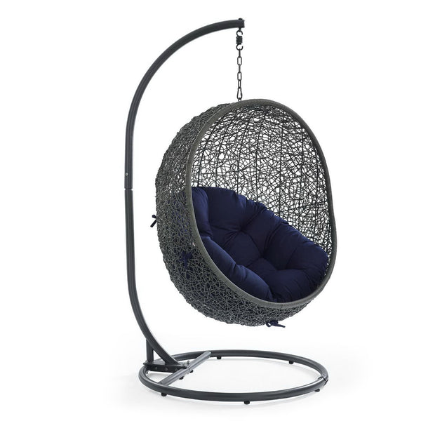 Hide Outdoor Patio Sunbrella® Swing Chair With Stand, Gray Navy