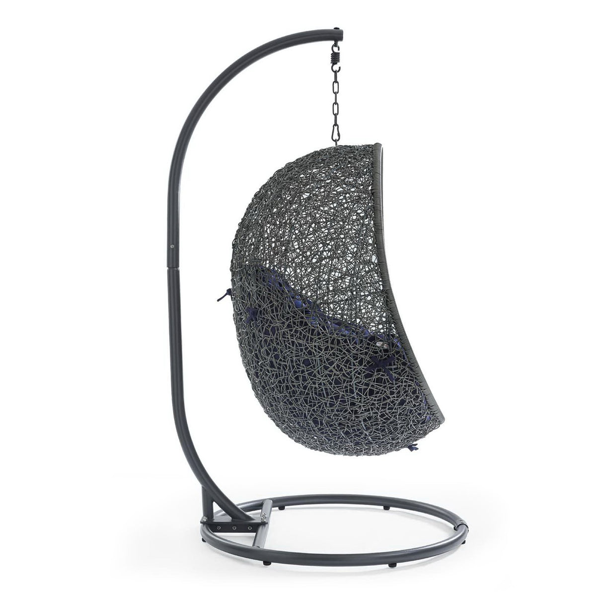 Hide Outdoor Patio Sunbrella® Swing Chair With Stand, Gray Navy