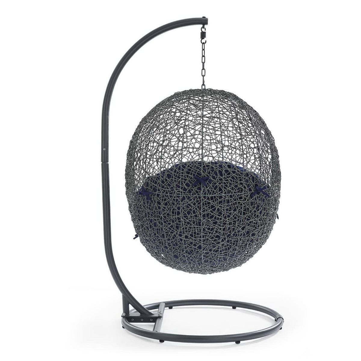 Hide Outdoor Patio Sunbrella® Swing Chair With Stand, Gray Navy