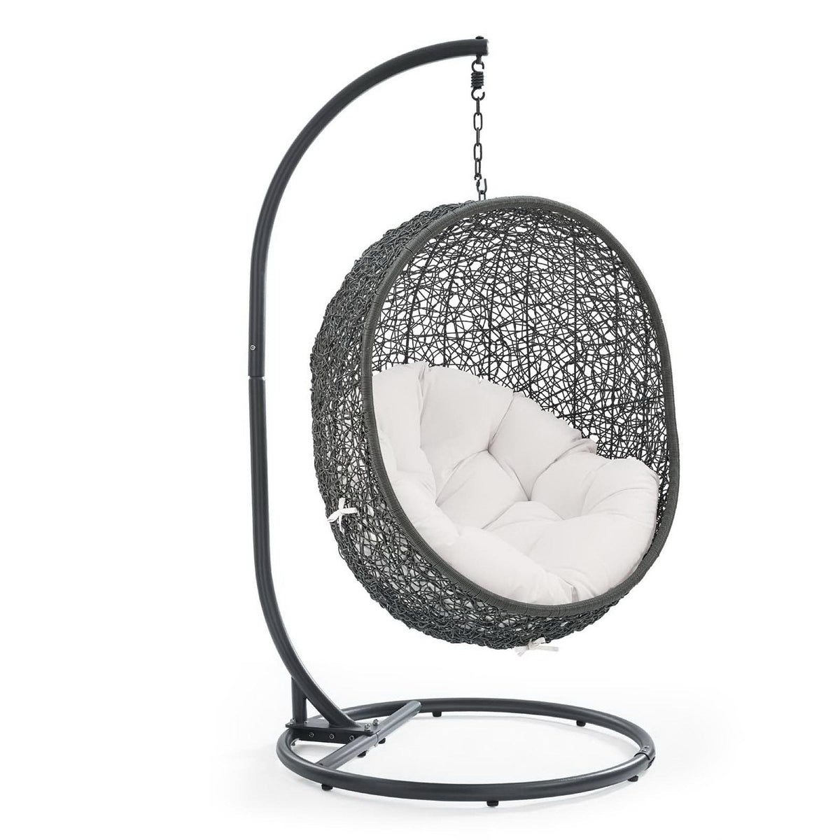 Hide Outdoor Patio Sunbrella® Swing Chair With Stand, Gray White