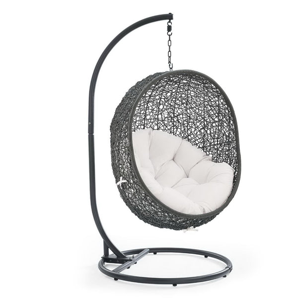Hide Outdoor Patio Sunbrella® Swing Chair With Stand, Gray White