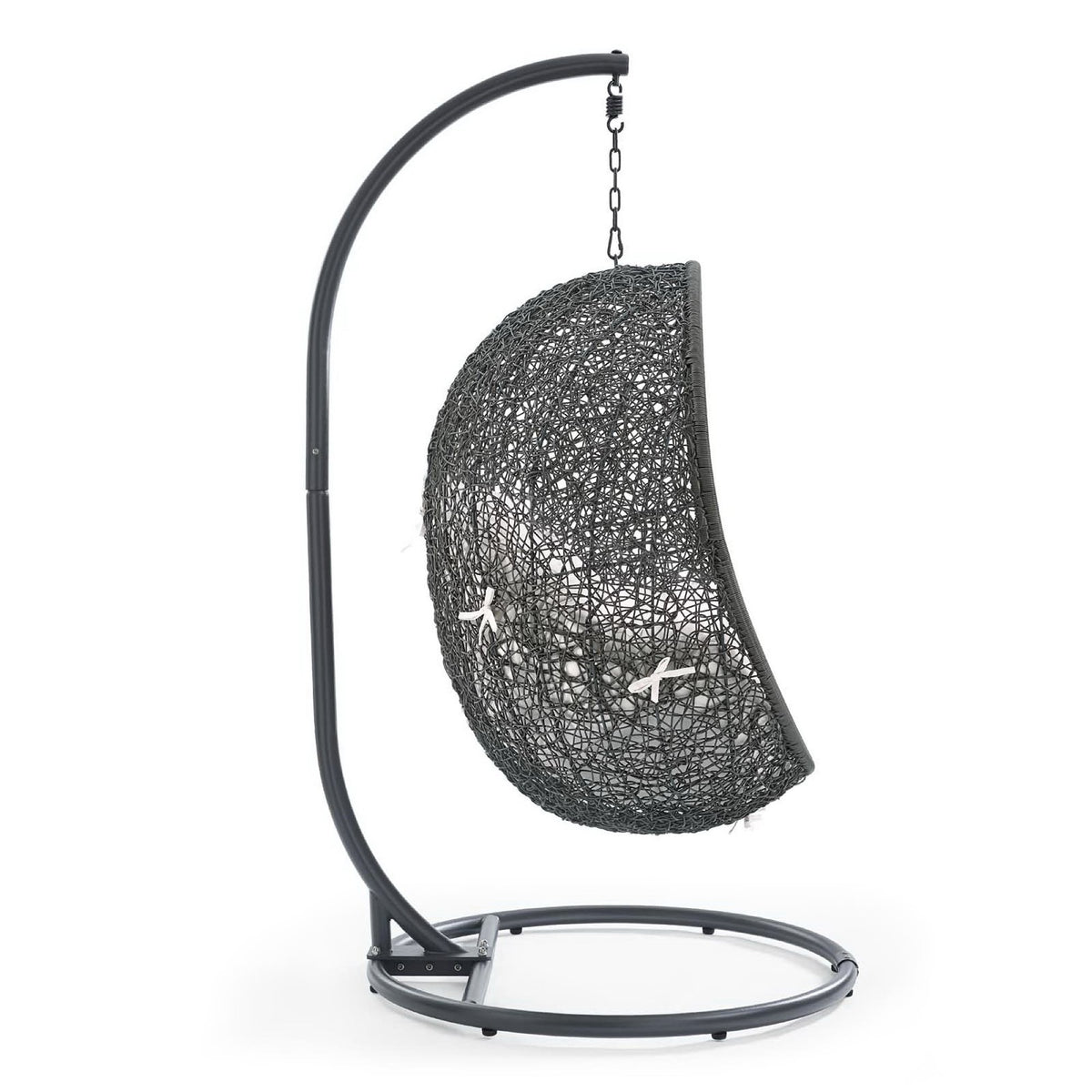 Hide Outdoor Patio Sunbrella® Swing Chair With Stand, Gray White