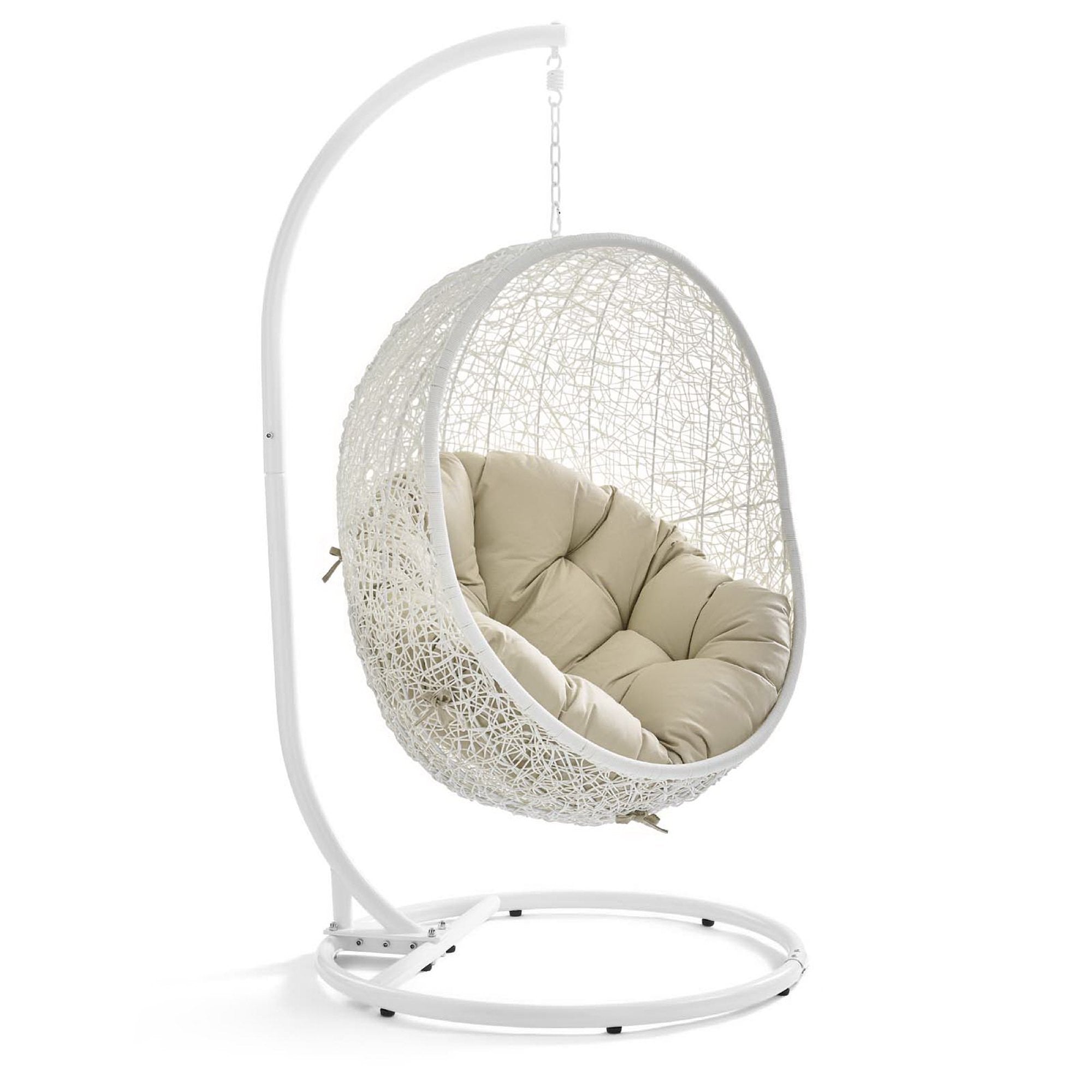 Hide Outdoor Patio Sunbrella® Swing Chair With Stand, White Beige