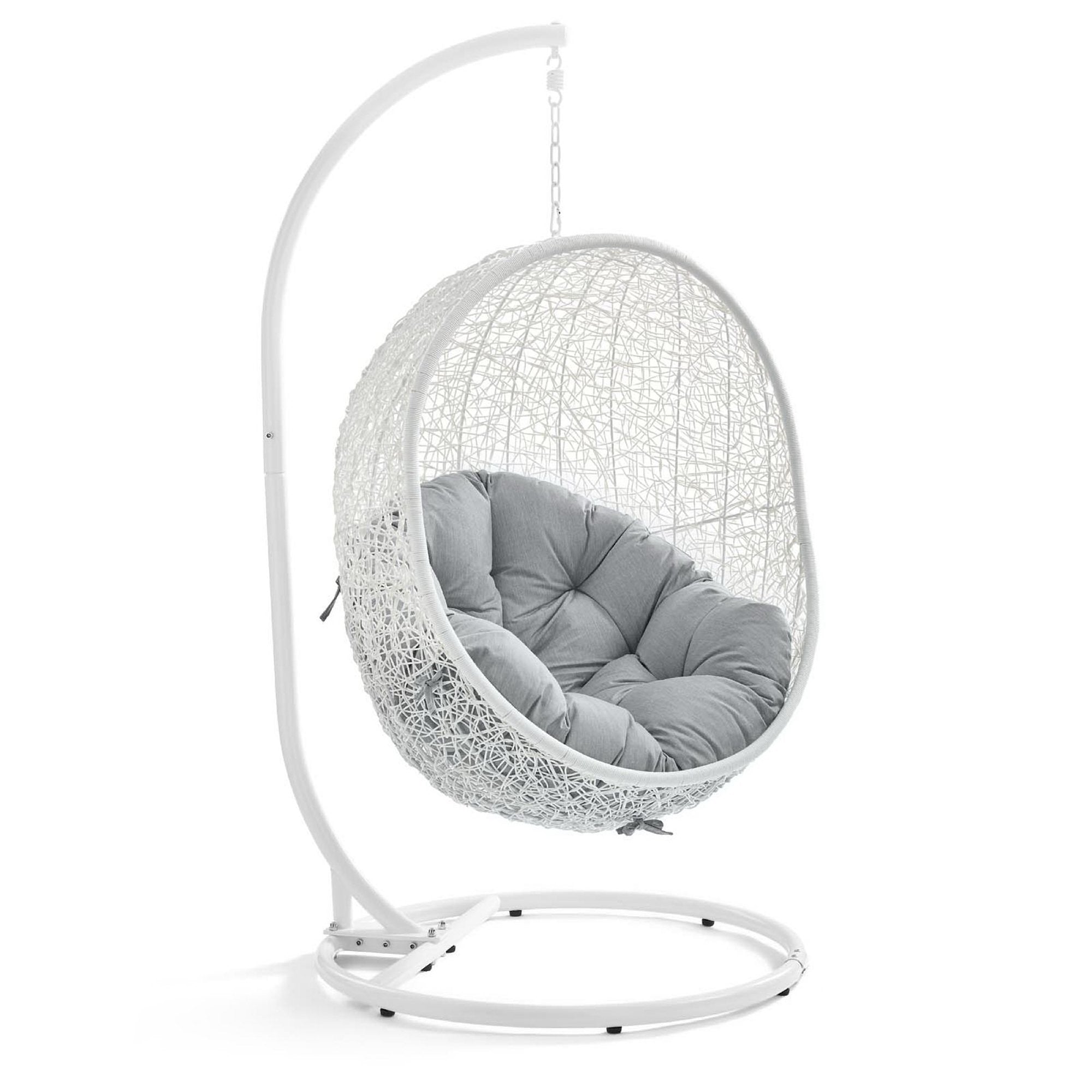 Hide Outdoor Patio Sunbrella® Swing Chair With Stand, White Gray
