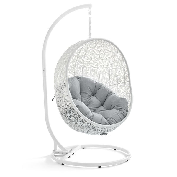 Hide Outdoor Patio Sunbrella® Swing Chair With Stand, White Gray