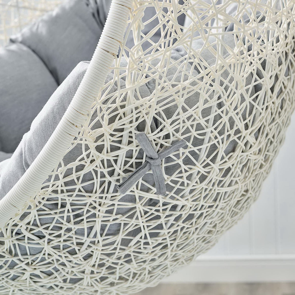 Hide Outdoor Patio Sunbrella® Swing Chair With Stand, White Gray