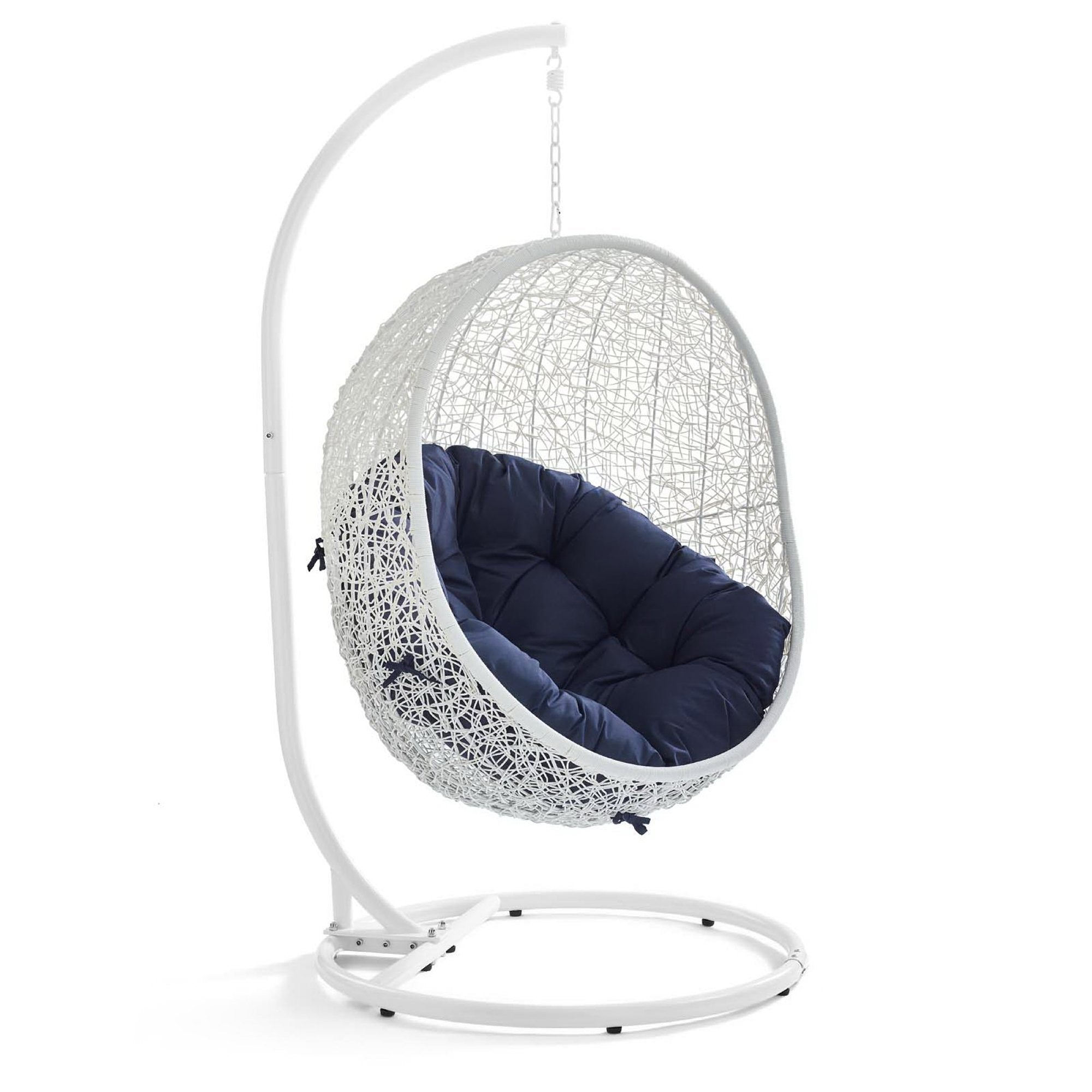 Hide Outdoor Patio Sunbrella® Swing Chair With Stand, White Navy