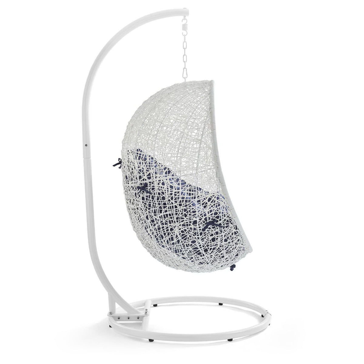Hide Outdoor Patio Sunbrella® Swing Chair With Stand, White Navy