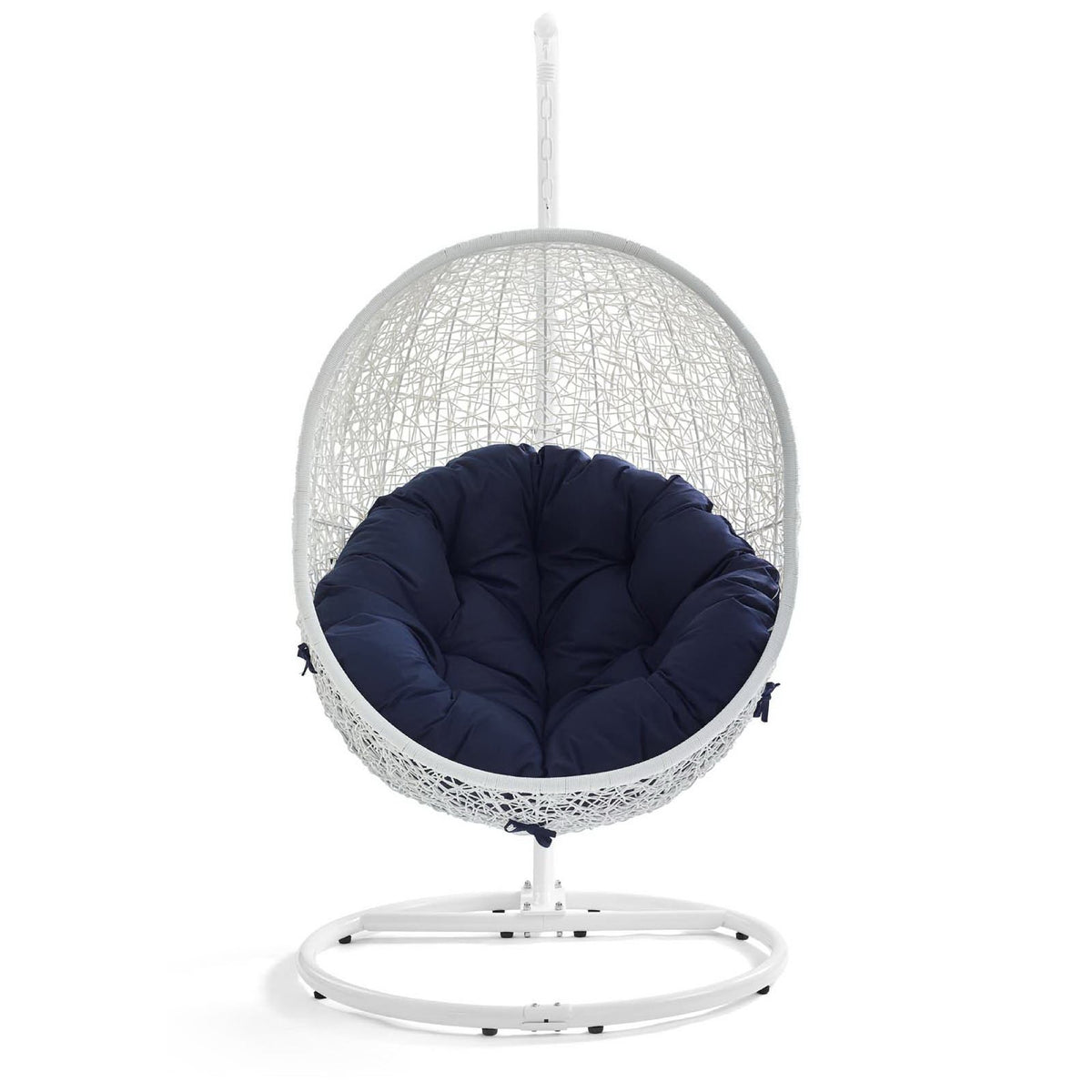Hide Outdoor Patio Sunbrella® Swing Chair With Stand, White Navy