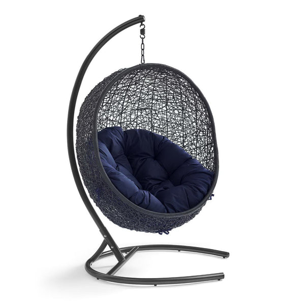 Encase Sunbrella® Swing Outdoor Patio Lounge Chair, Black Navy