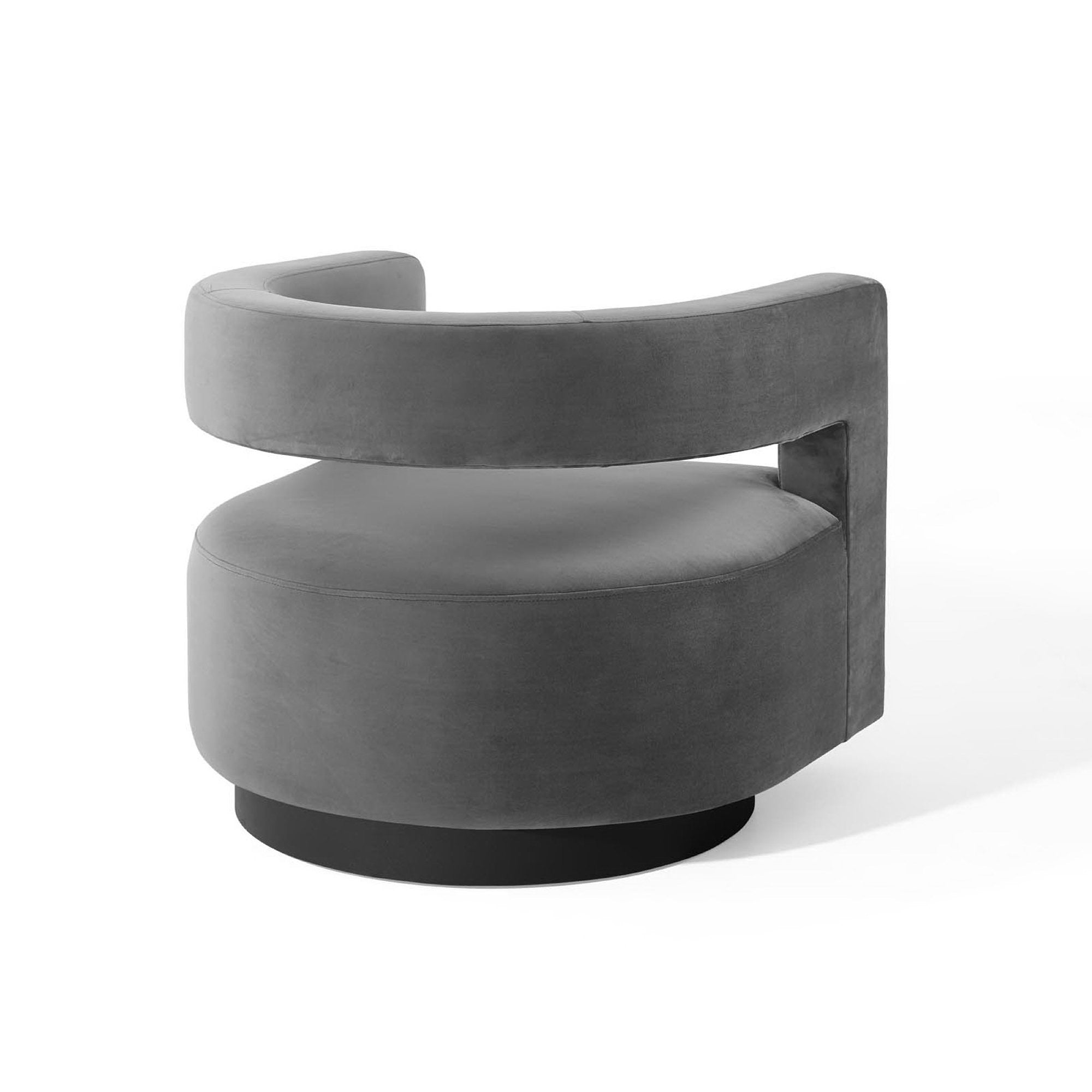 Spin Cutaway Performance Velvet Swivel Armchair, Gray