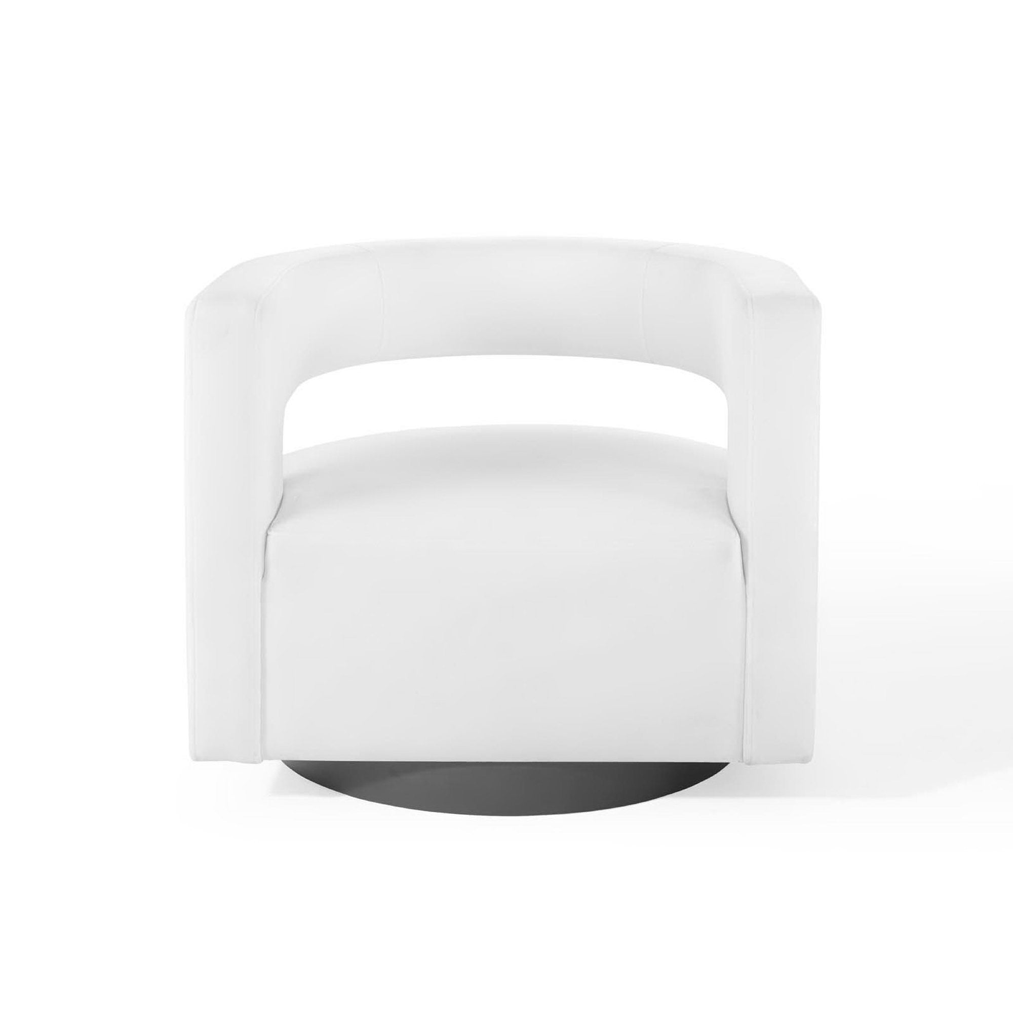 Spin Cutaway Performance Velvet Swivel Armchair, White