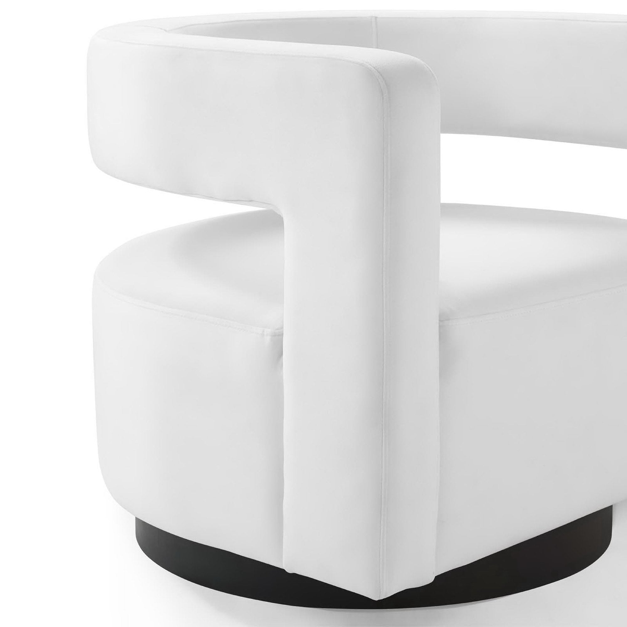 Spin Cutaway Performance Velvet Swivel Armchair, White