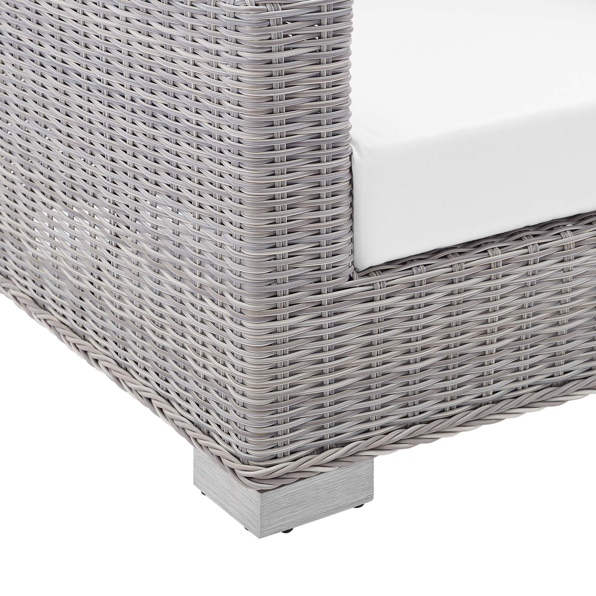 Conway Sunbrella® Outdoor Patio Wicker Rattan Loveseat, Light Gray White