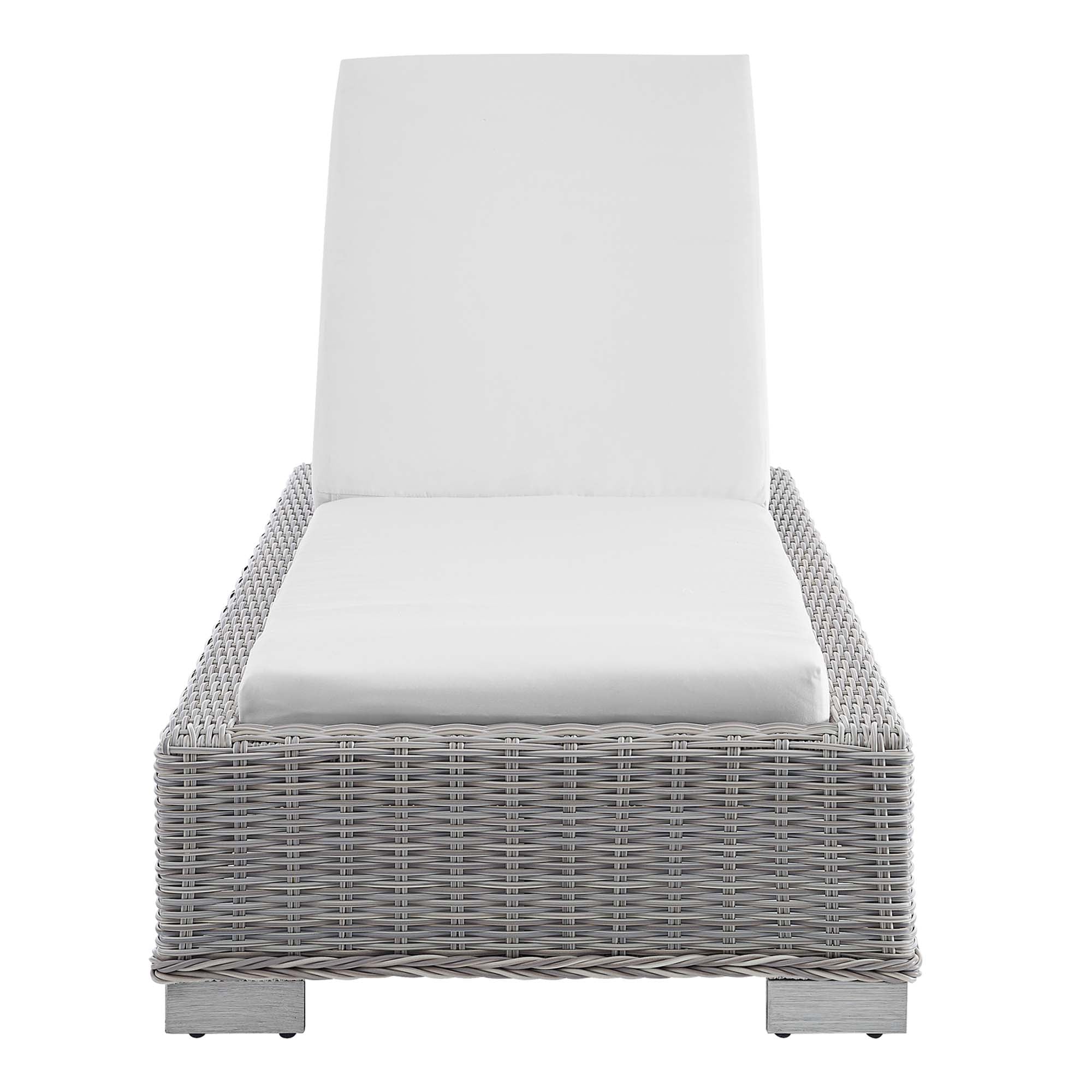 Conway Sunbrella® Outdoor Patio Wicker Rattan Chaise Lounge, Light Gray White