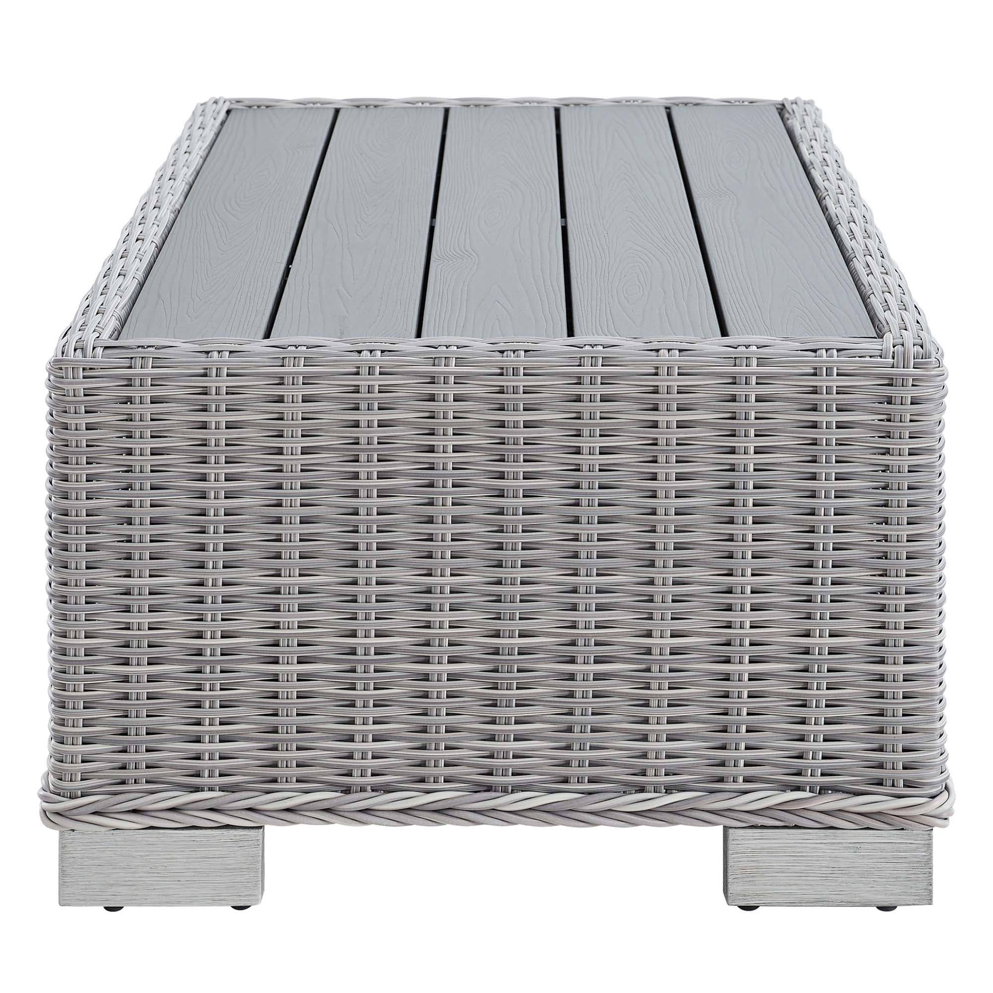 Conway 32" Outdoor Patio Wicker Rattan Coffee Table, Light Gray