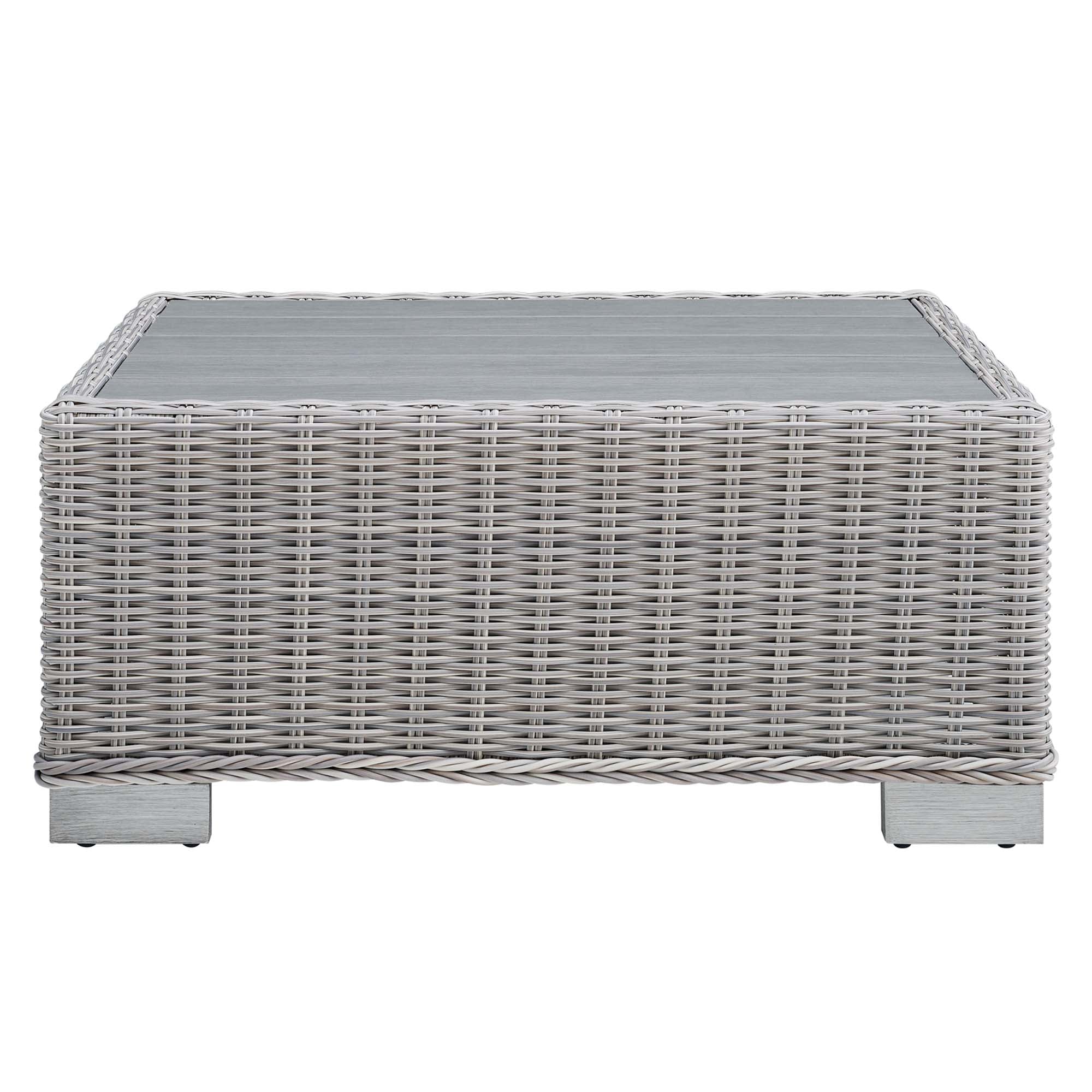 Conway 32" Outdoor Patio Wicker Rattan Coffee Table, Light Gray
