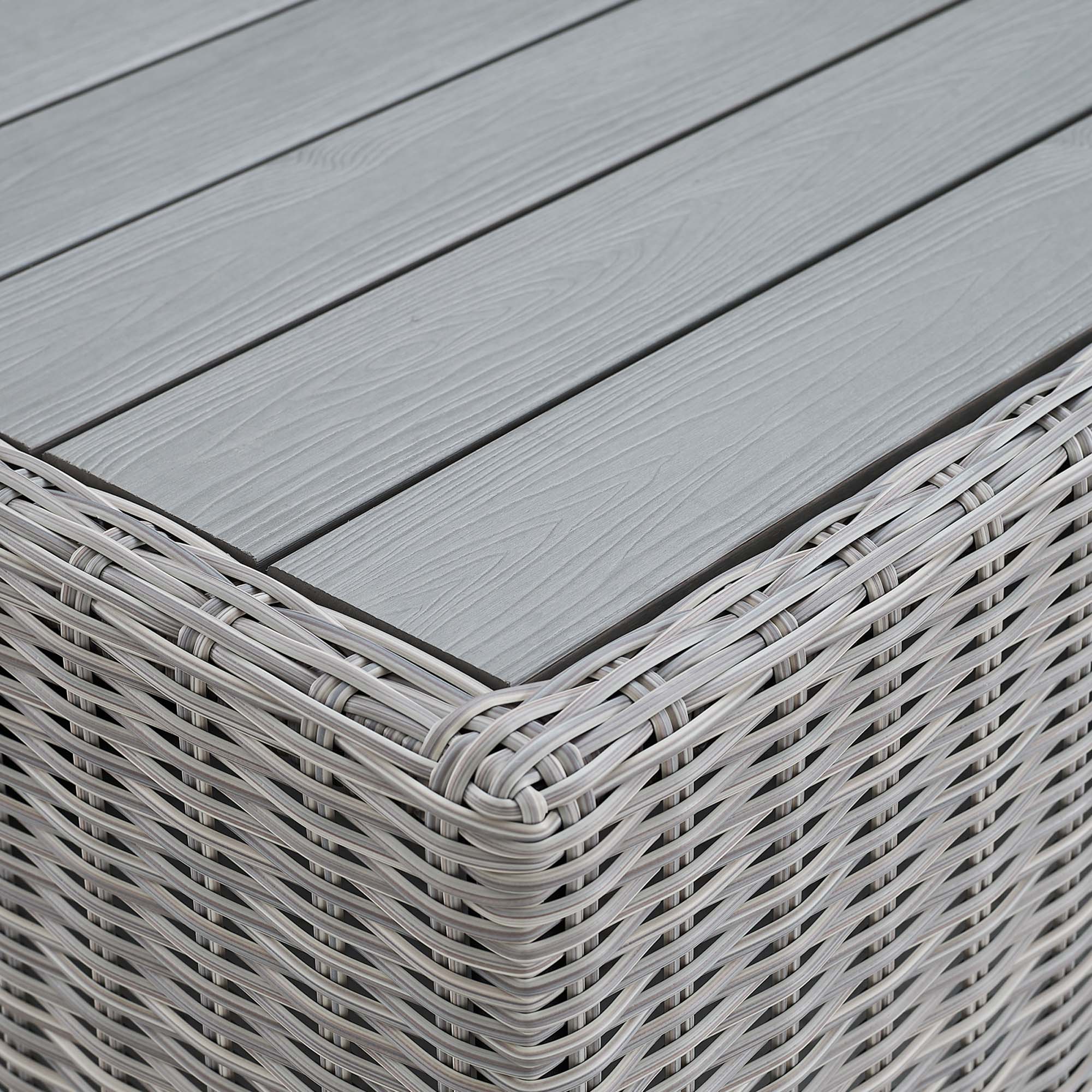 Conway 32" Outdoor Patio Wicker Rattan Coffee Table, Light Gray