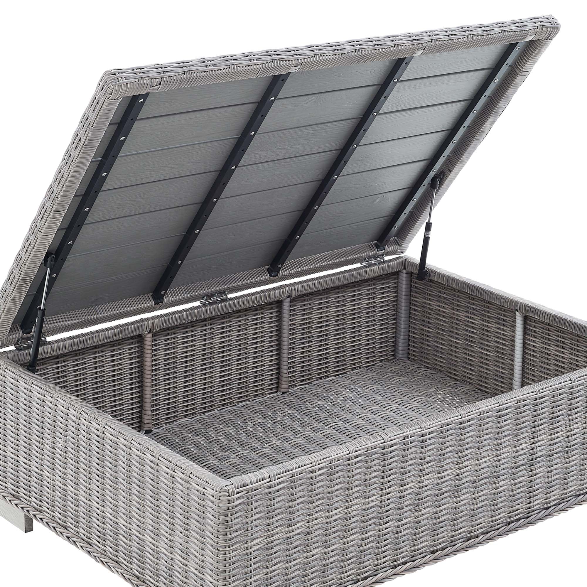 Conway 45" Outdoor Patio Wicker Rattan Coffee Table, Light Gray