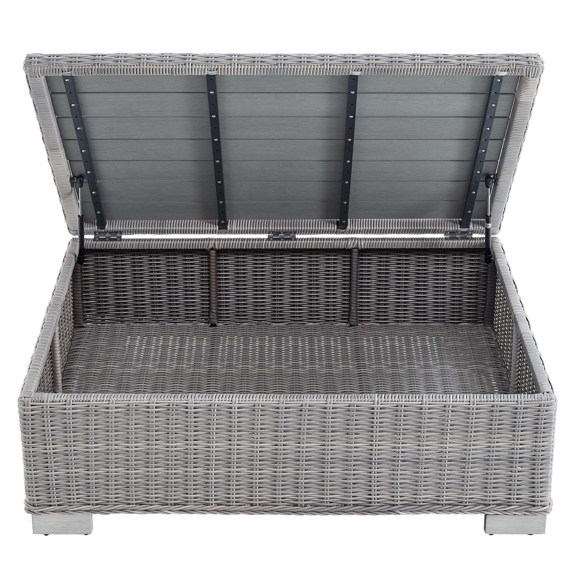 Conway 45" Outdoor Patio Wicker Rattan Coffee Table, Light Gray