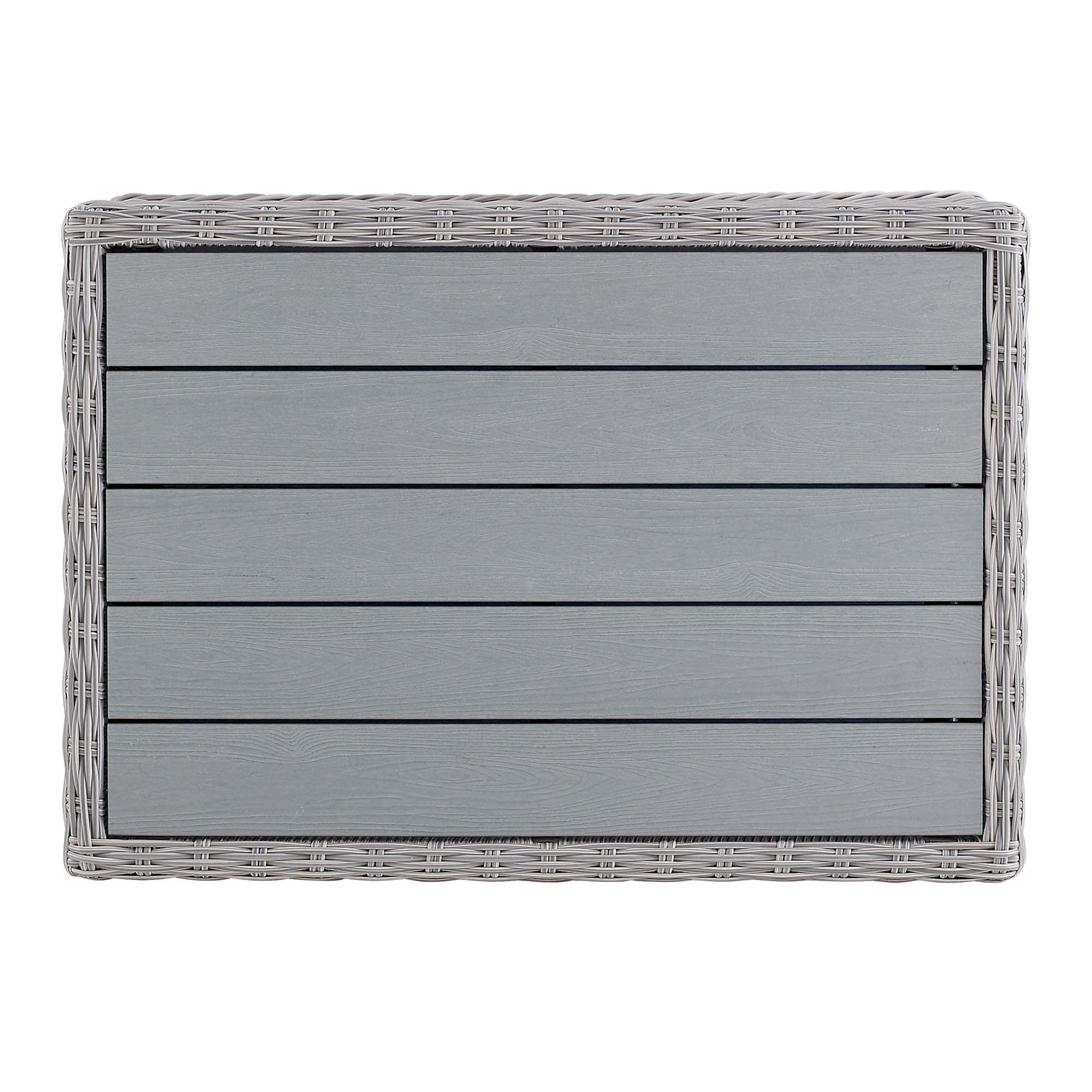 Conway 45" Outdoor Patio Wicker Rattan Coffee Table, Light Gray