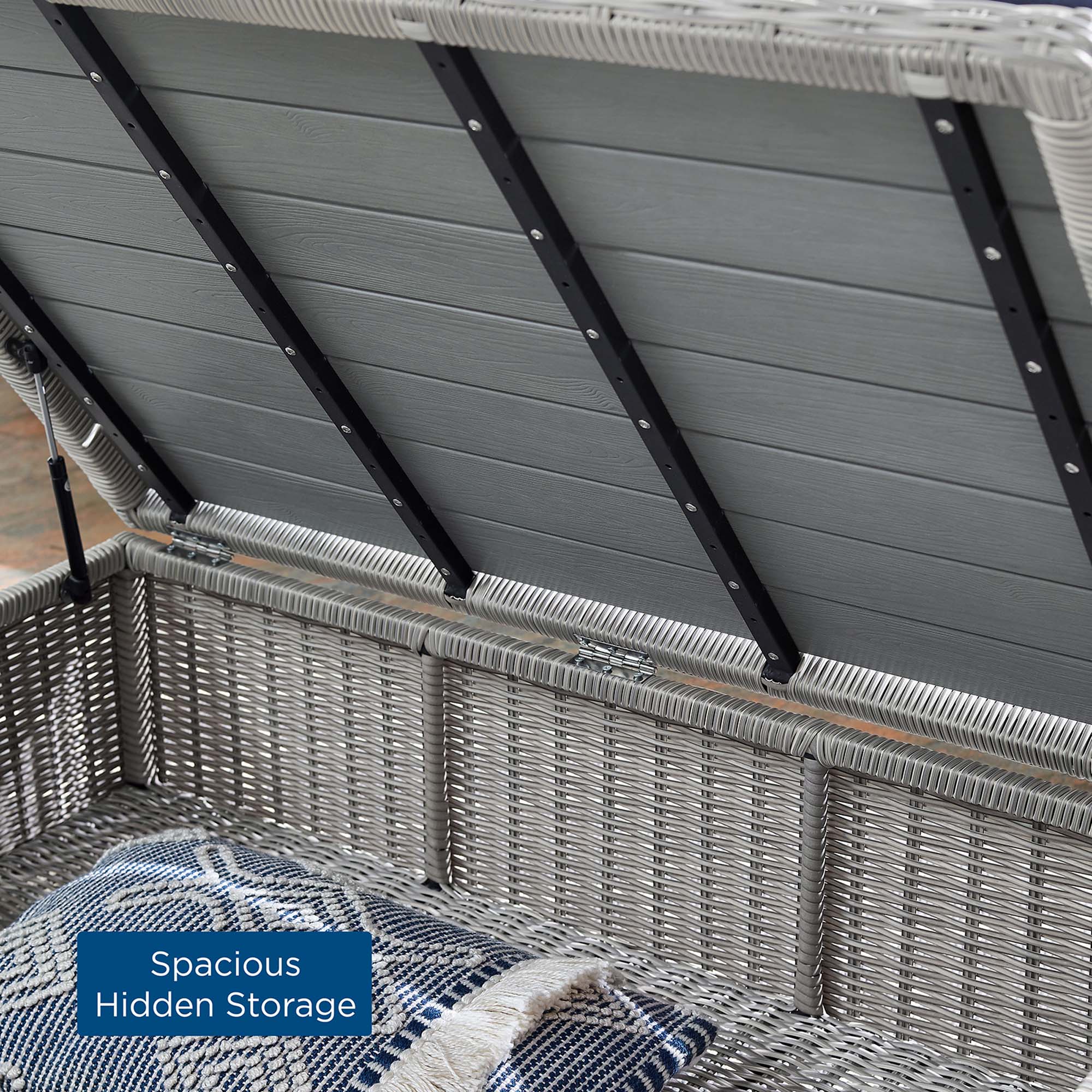 Conway 45" Outdoor Patio Wicker Rattan Coffee Table, Light Gray