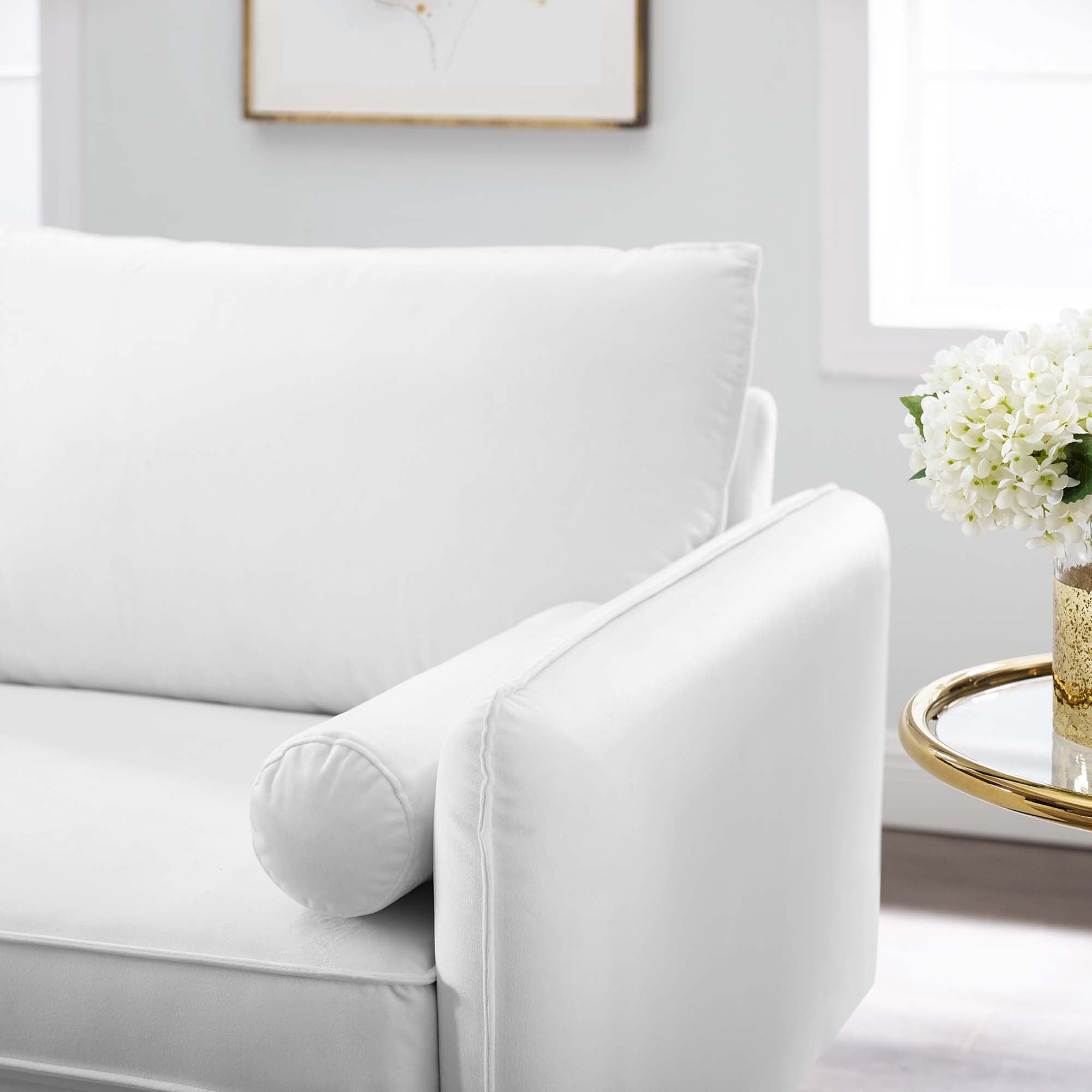 Revive Performance Velvet Sofa, White