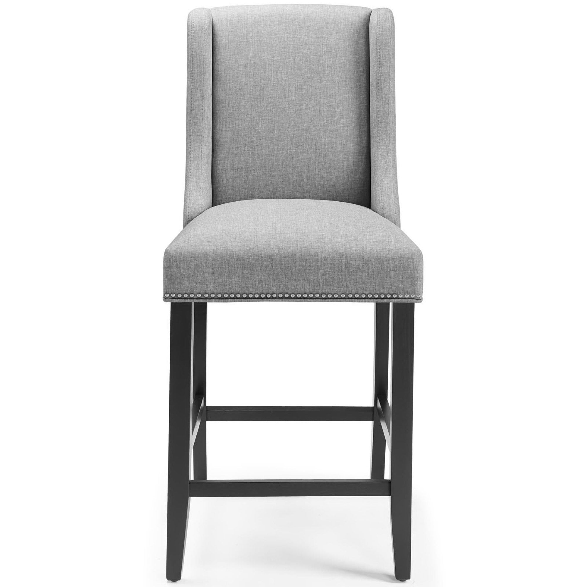 Baron Upholstered Fabric Counter Stool Set of 2, Light Gray