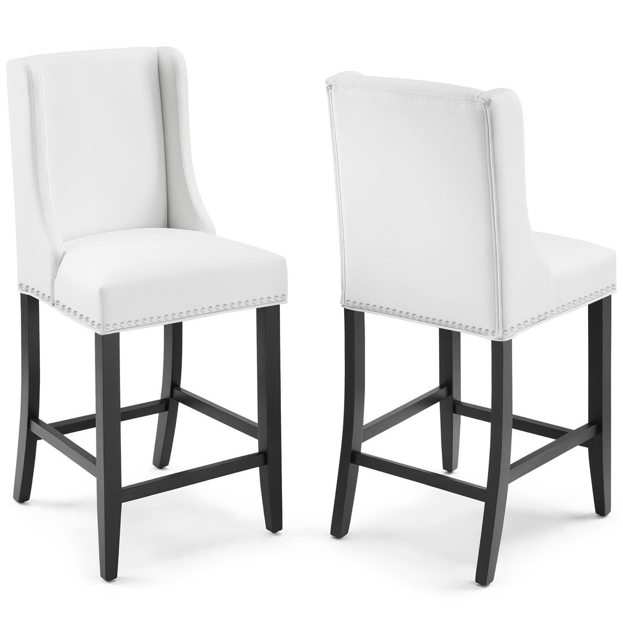 Baron Faux Leather Counter Stool Set of 2, White