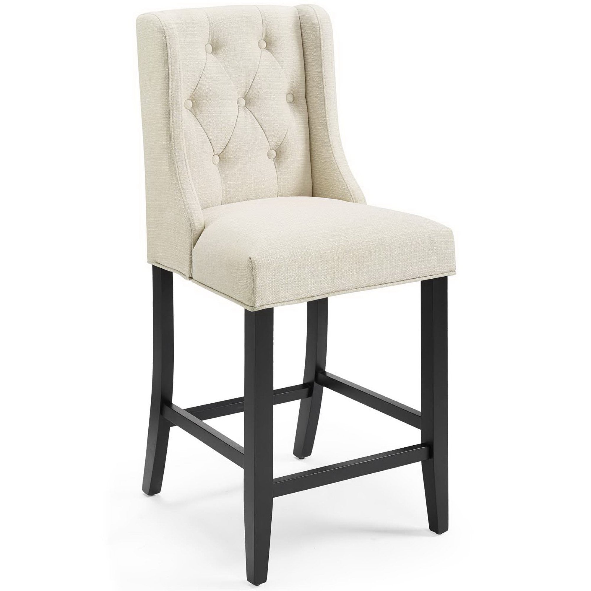 Baronet Upholstered Fabric Counter Bar Stool Set of 2, Beige