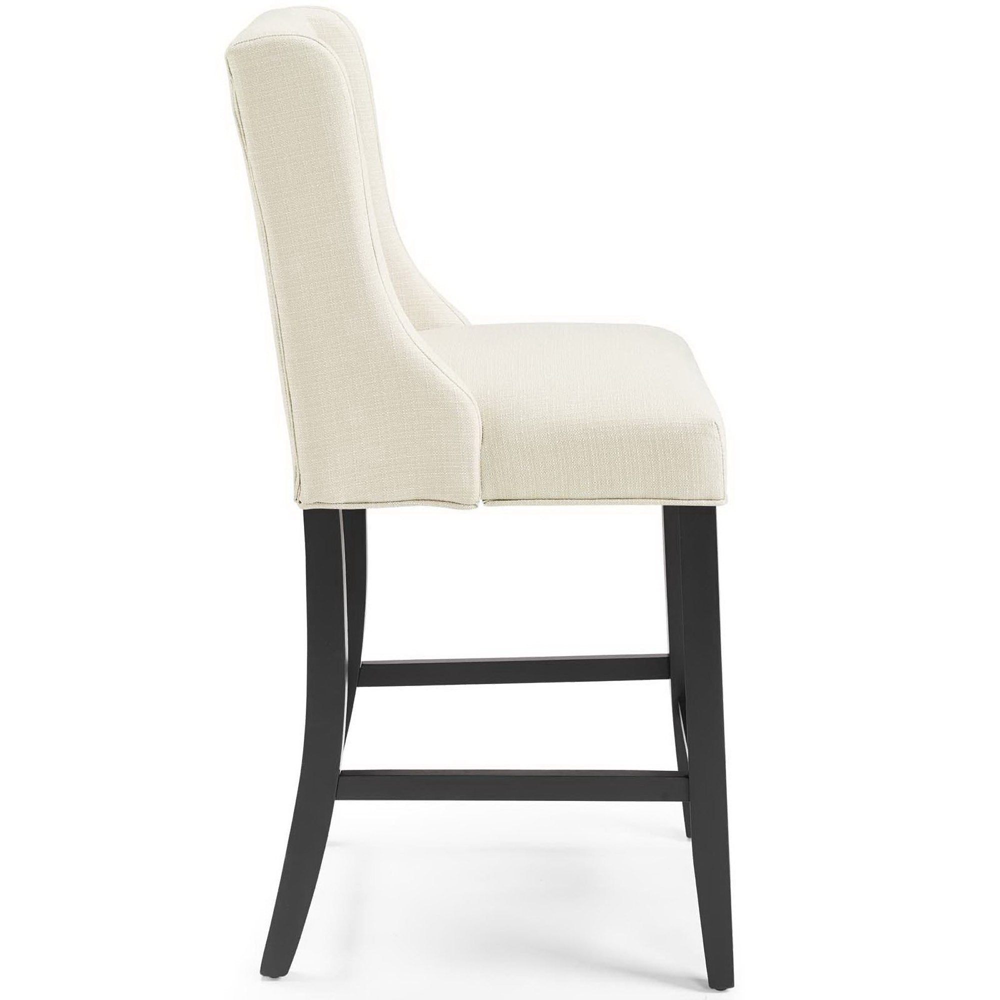 Baronet Upholstered Fabric Counter Bar Stool Set of 2, Beige