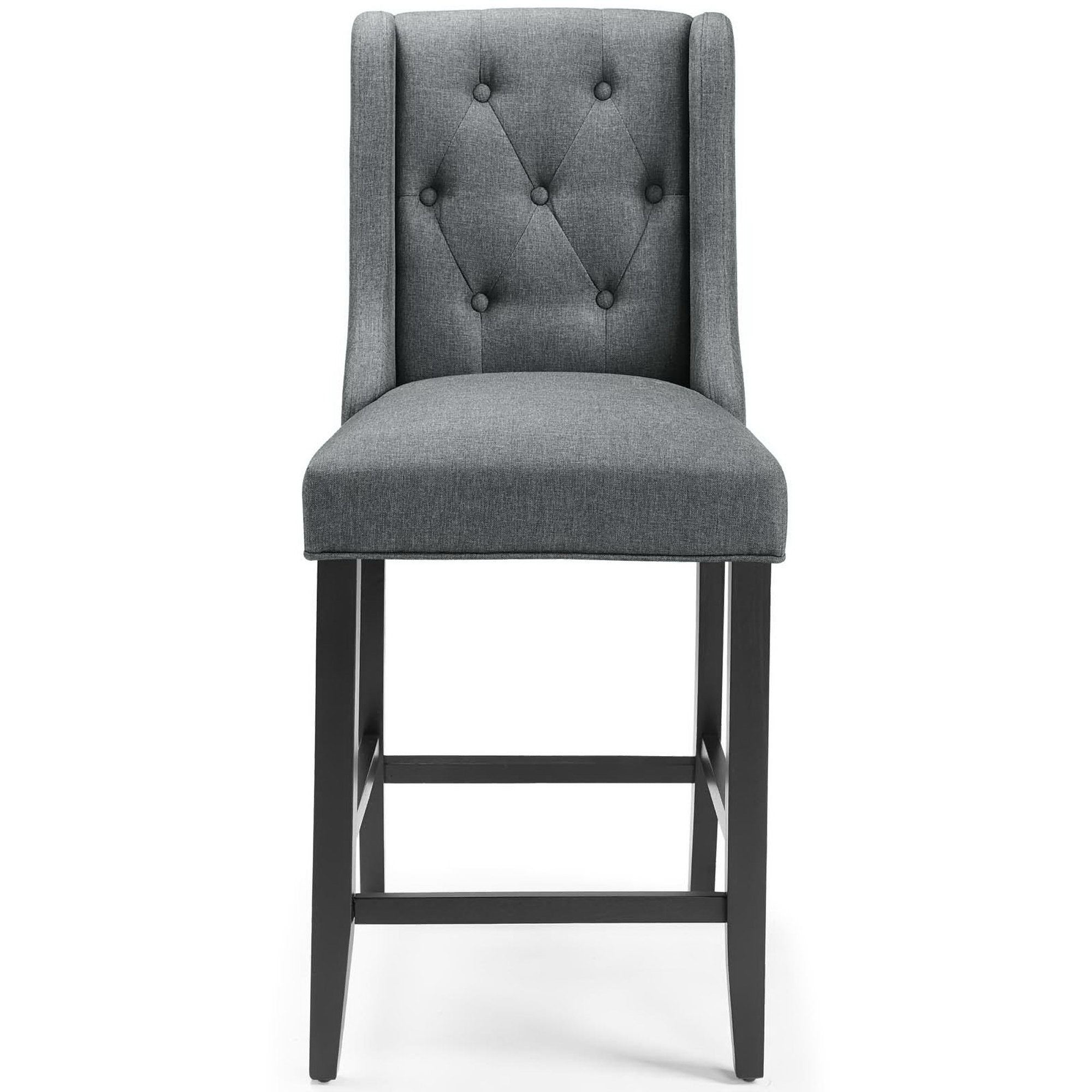 Baronet Upholstered Fabric Counter Bar Stool Set of 2, Gray