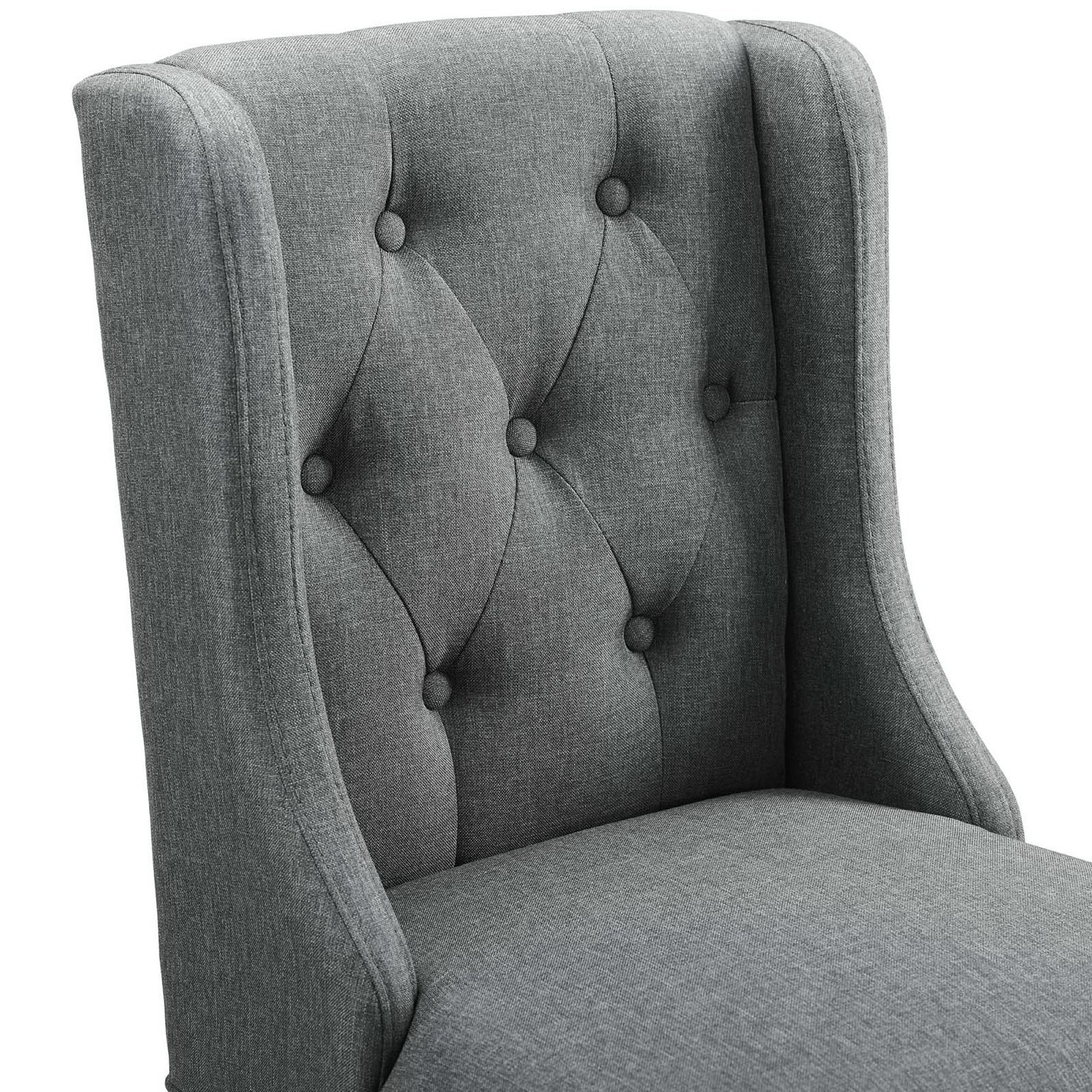 Baronet Upholstered Fabric Counter Bar Stool Set of 2, Gray