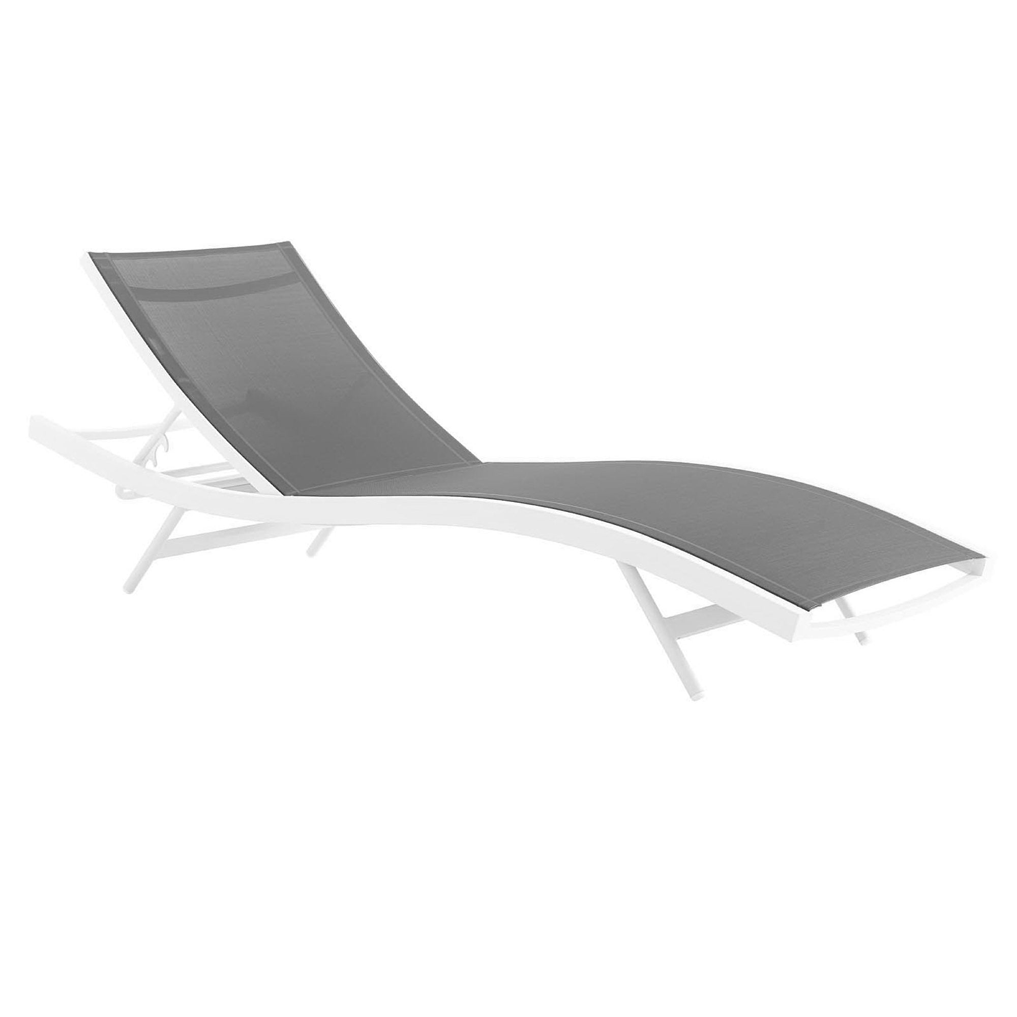 Glimpse Outdoor Patio Mesh Chaise Lounge Set of 2, White Gray