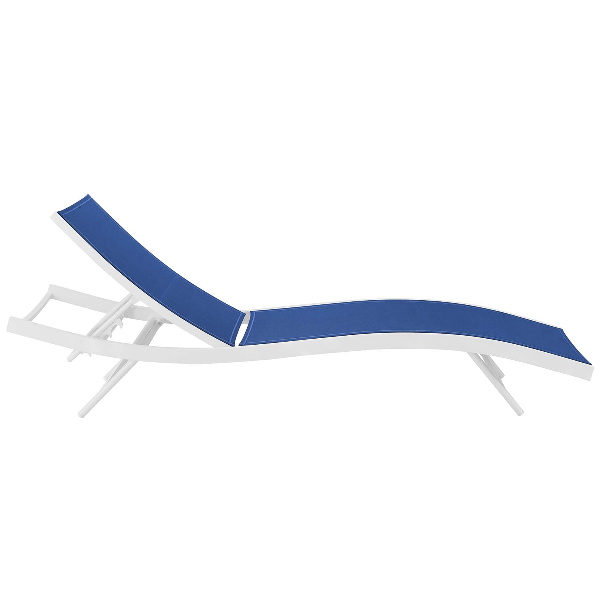 Glimpse Outdoor Patio Mesh Chaise Lounge Set of 2, White Navy