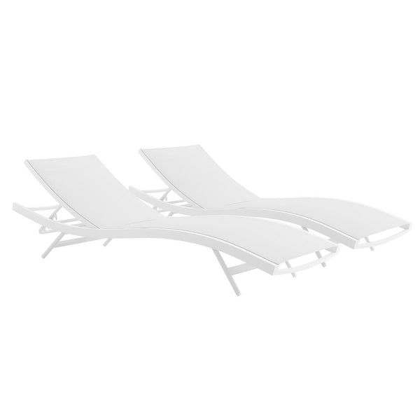 Glimpse Outdoor Patio Mesh Chaise Lounge Set of 2, White White