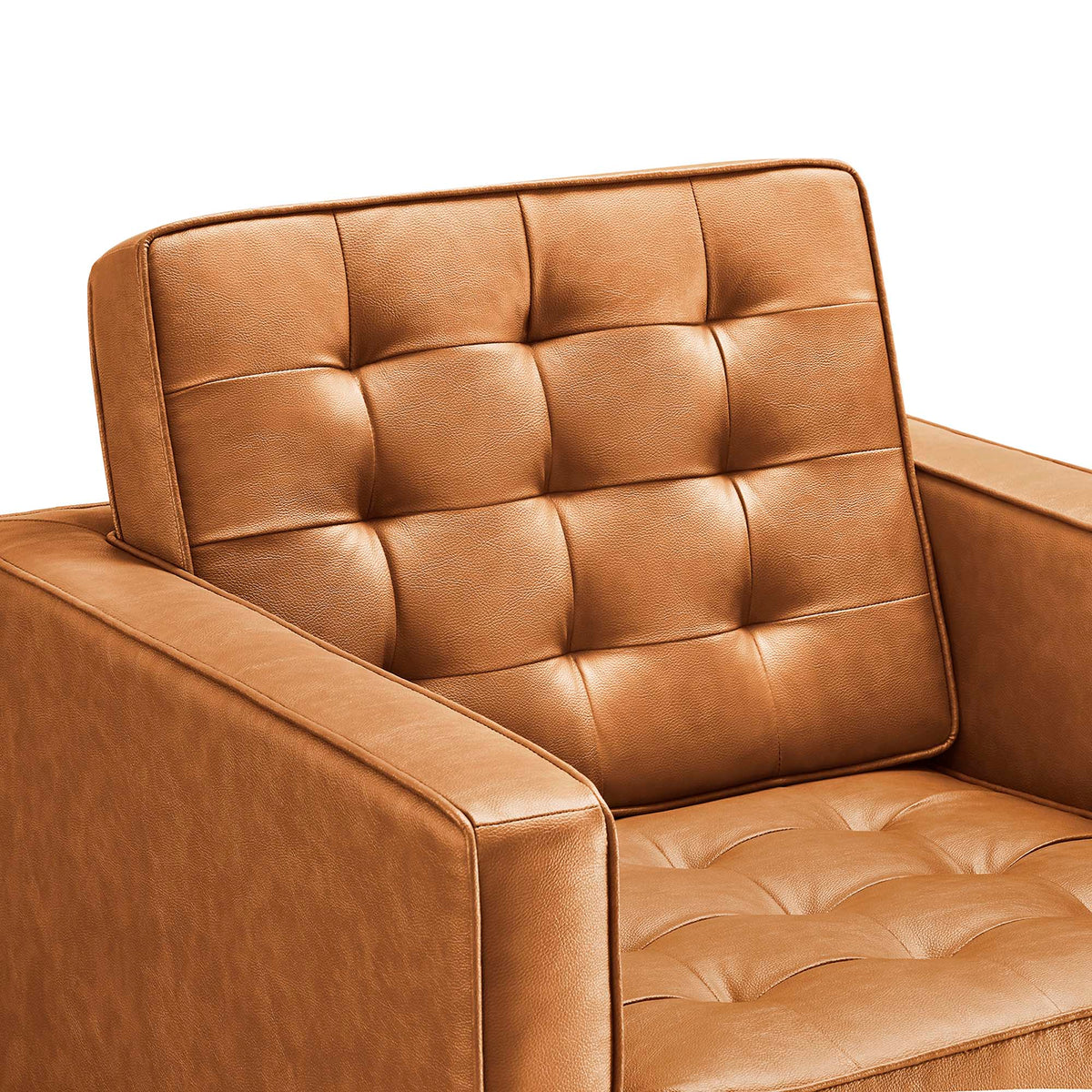 Loft Tufted Vegan Leather Armchairs Set of 2, Silver Tan