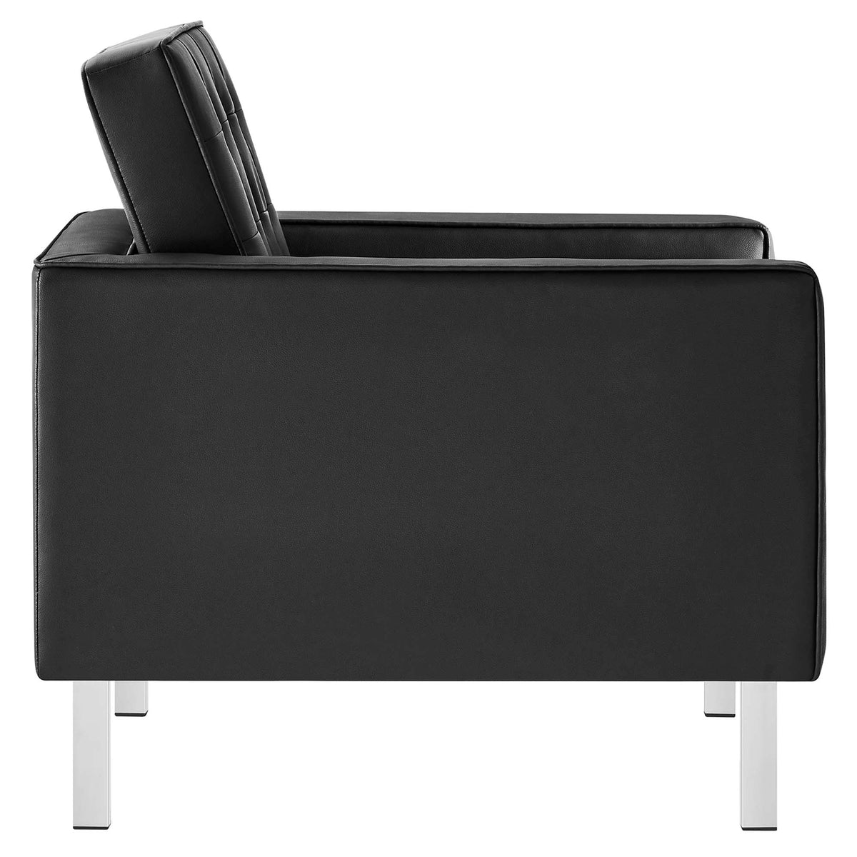 Loft 3-Piece Tufted Vegan Leather Furniture Set, Silver Black