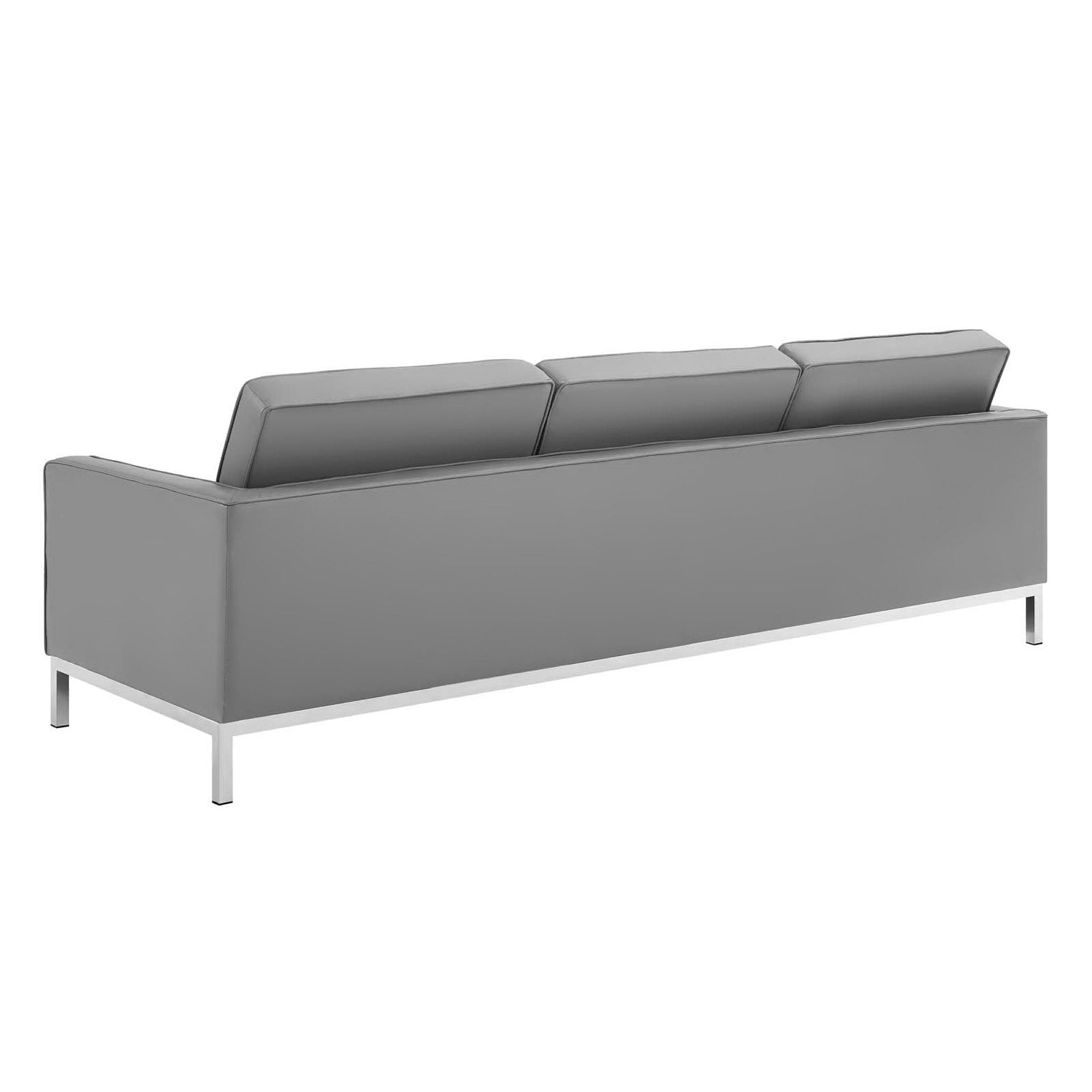Loft 3-Piece Tufted Vegan Leather Furniture Set, Silver Gray