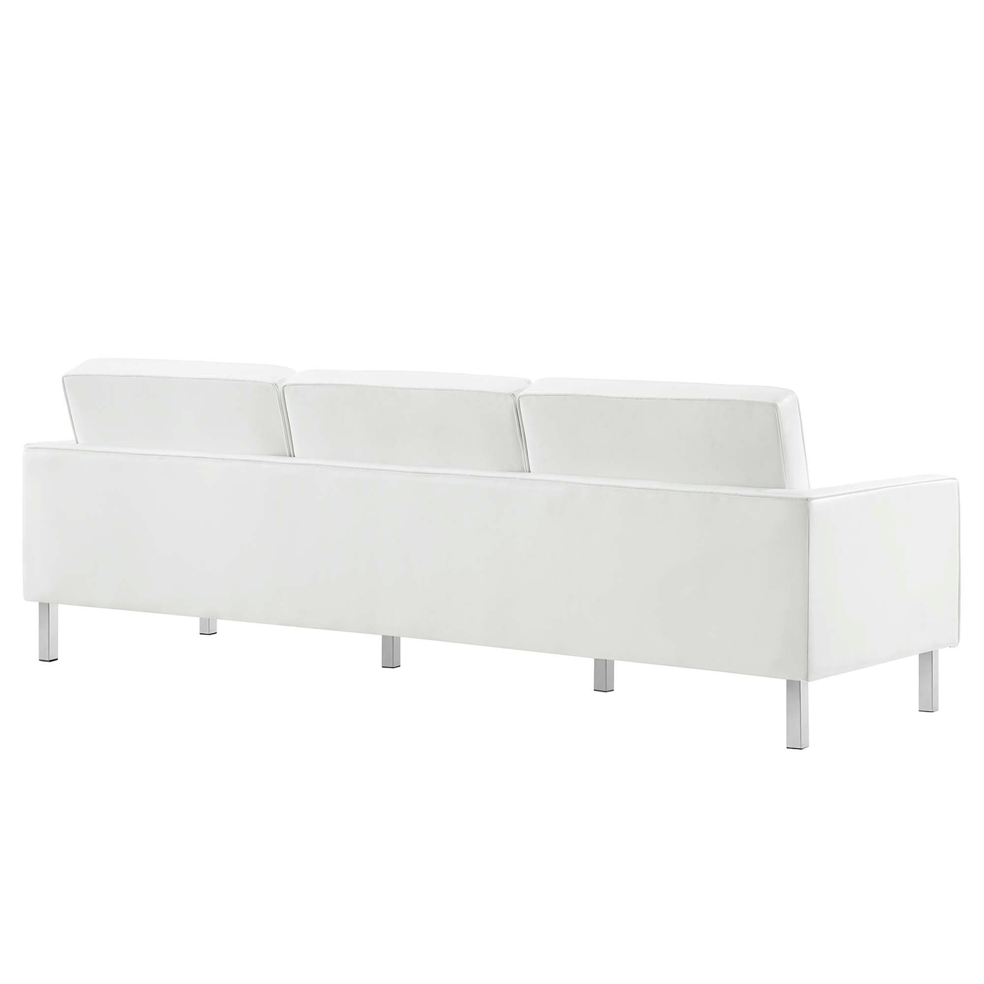 Loft 3-Piece Tufted Vegan Leather Furniture Set, Silver White