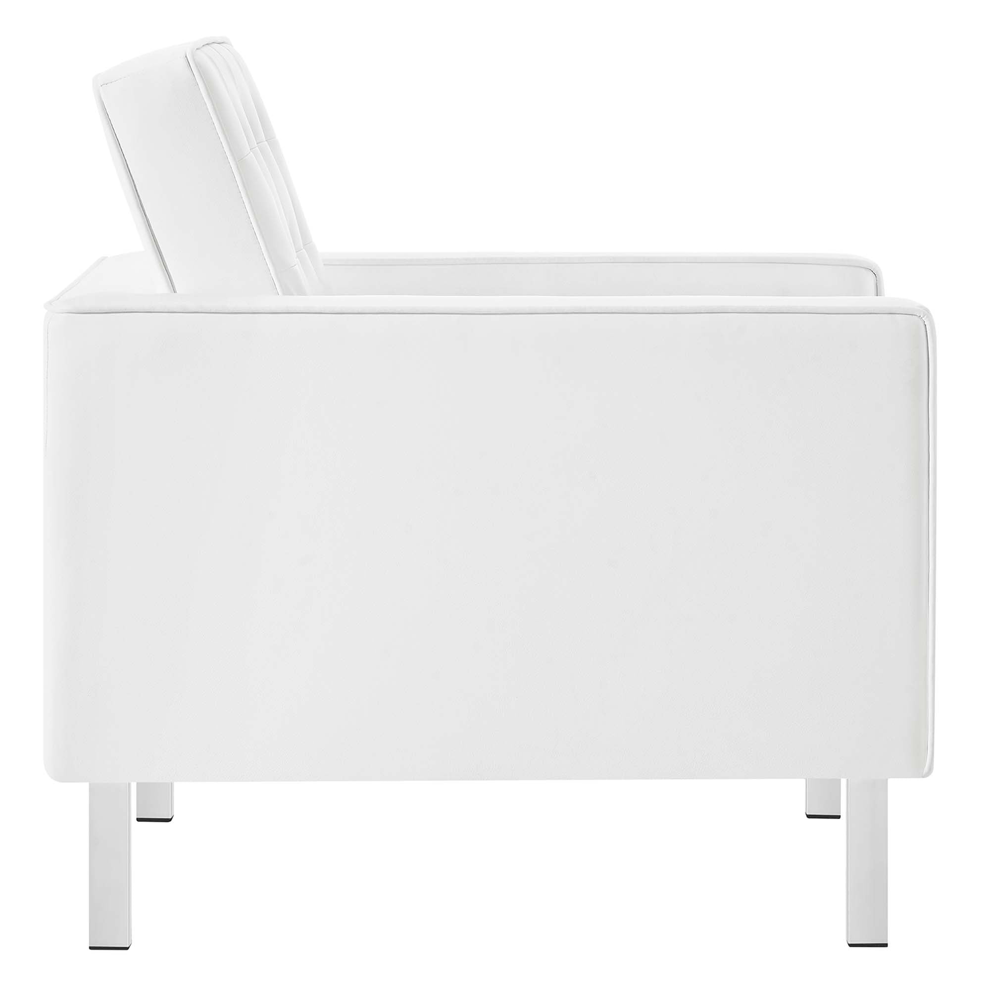 Loft 3-Piece Tufted Vegan Leather Furniture Set, Silver White