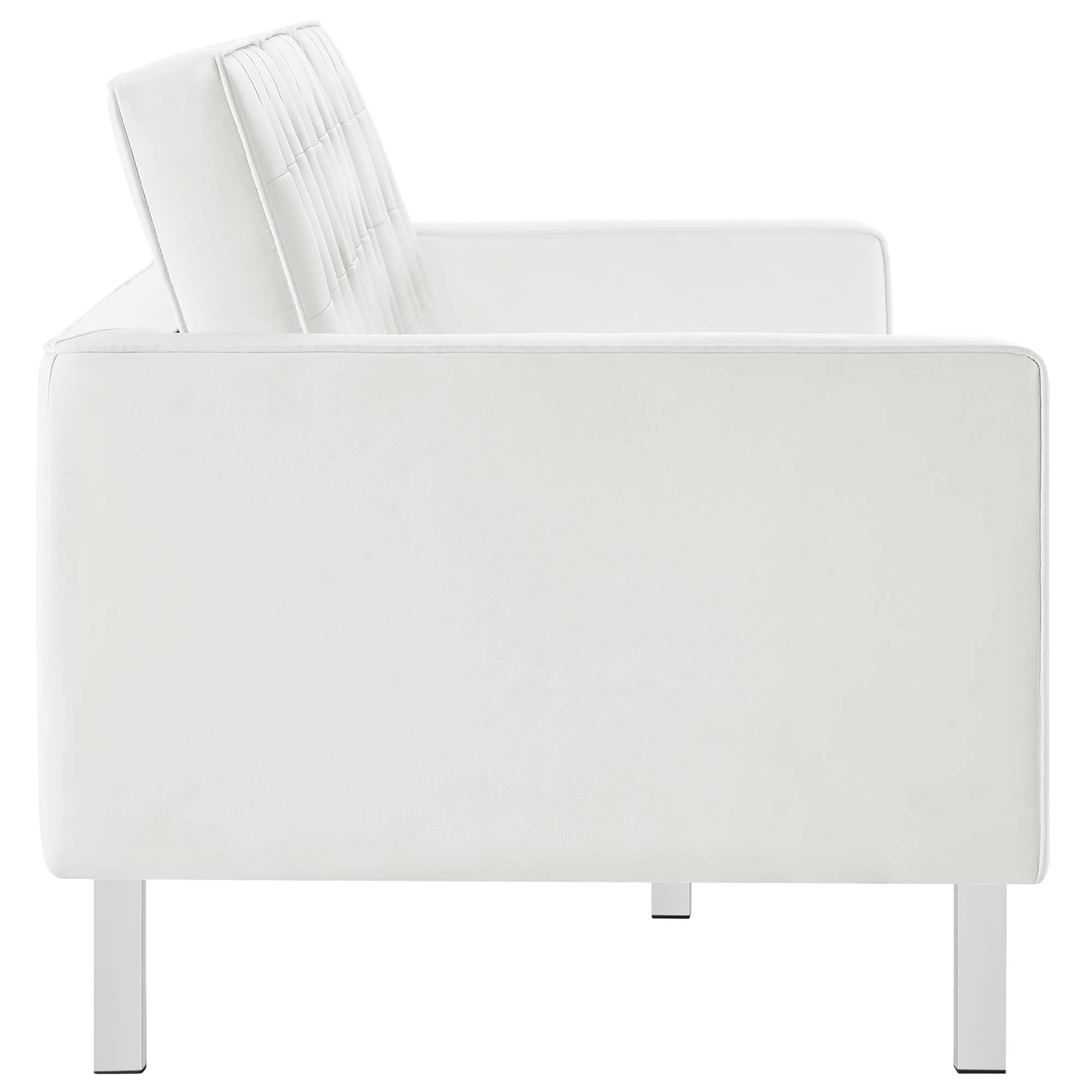 Loft 2-Piece Tufted Vegan Leather Furniture Set, Silver White
