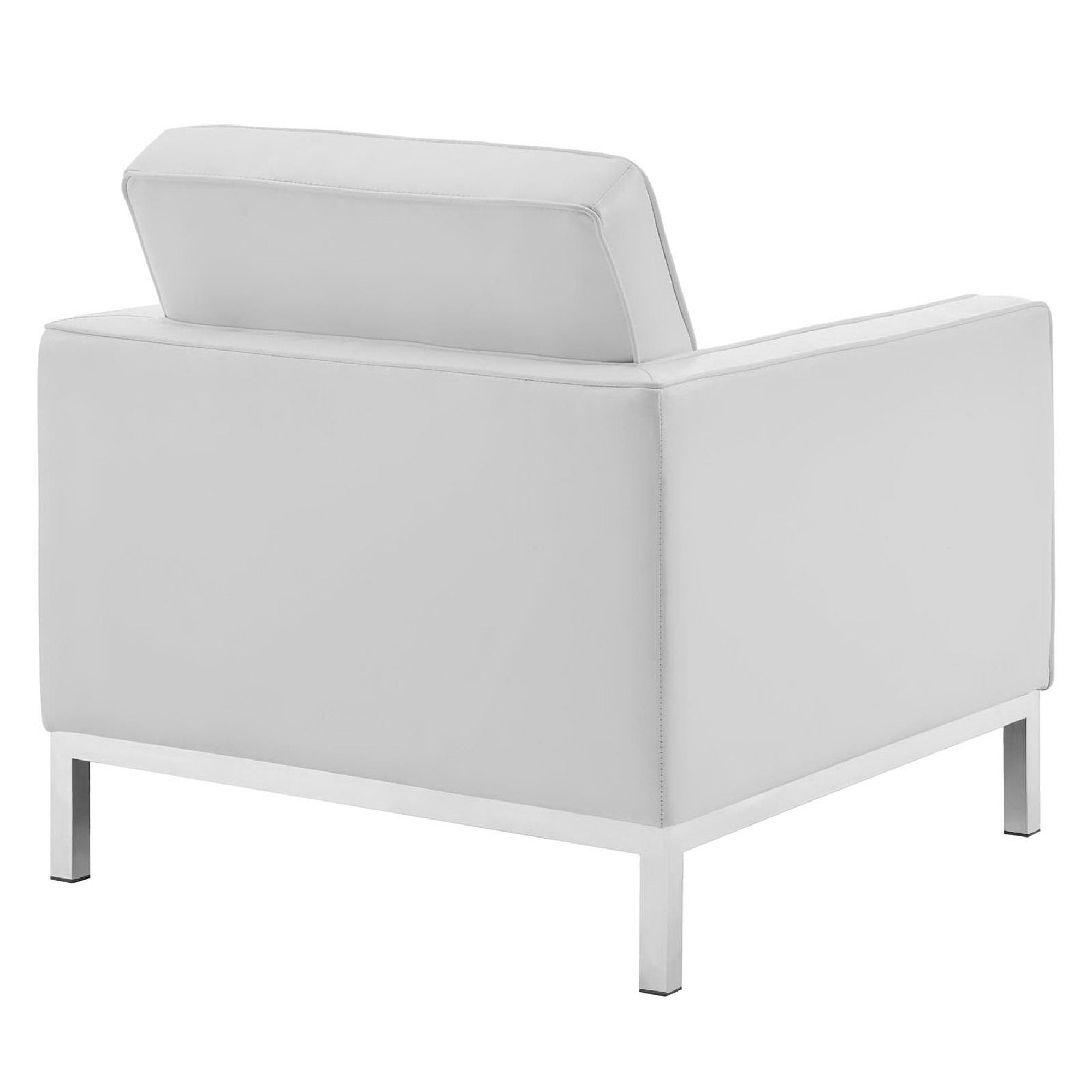 Loft 3 Piece Tufted Upholstered Faux Leather Set, Silver White