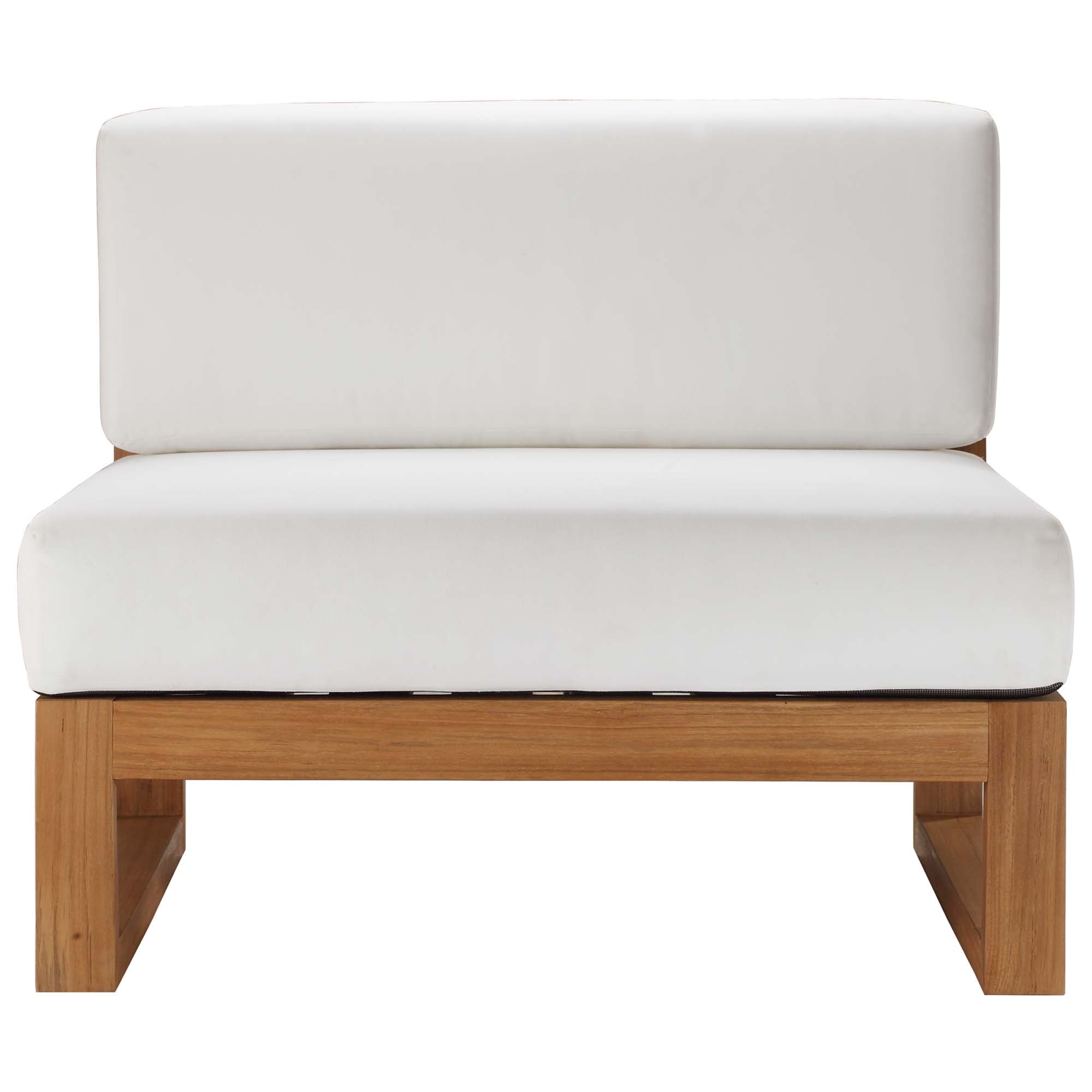 Upland Outdoor Patio Teak Wood Armless Chair, Natural White