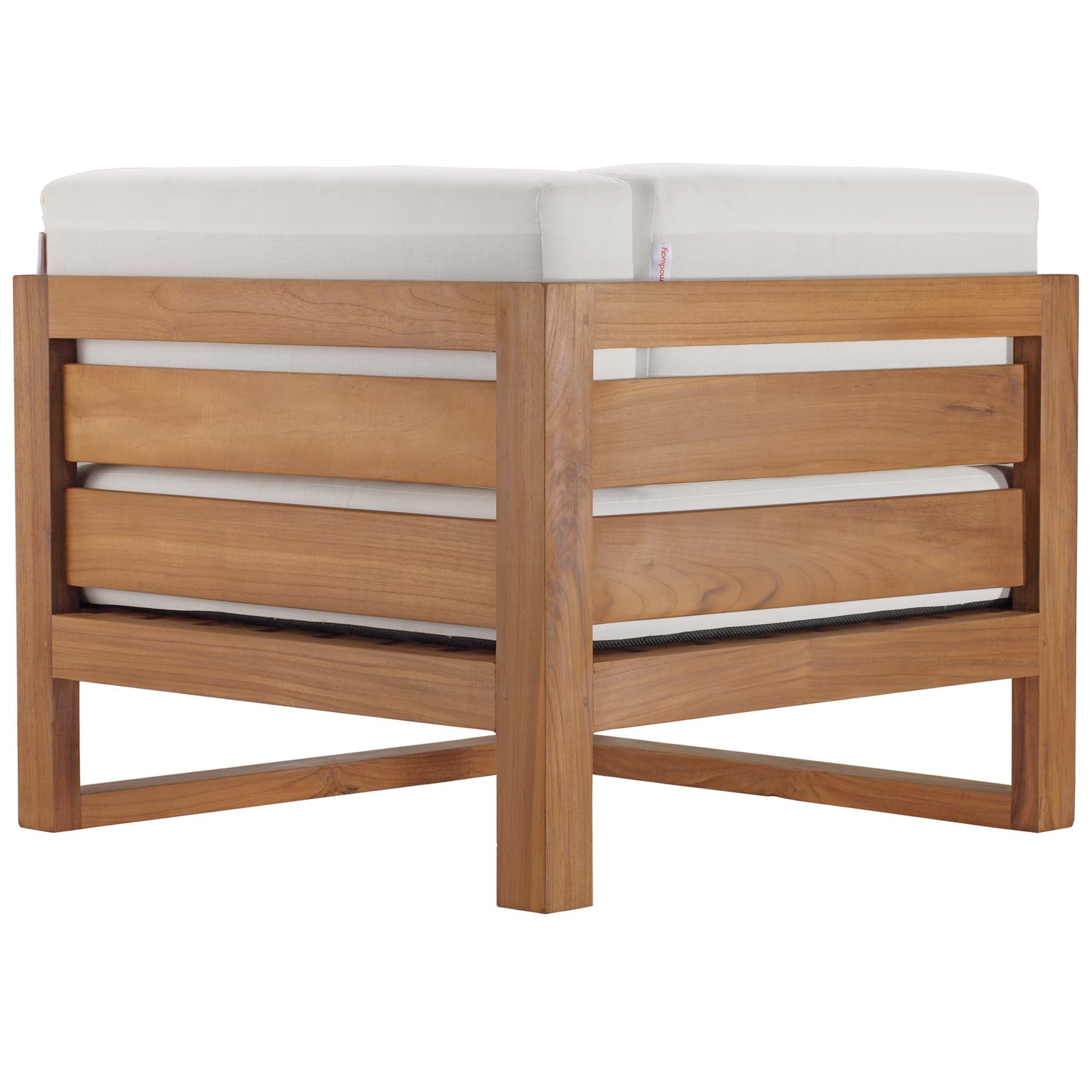 Upland Outdoor Patio Teak Wood Corner Chair, Natural White