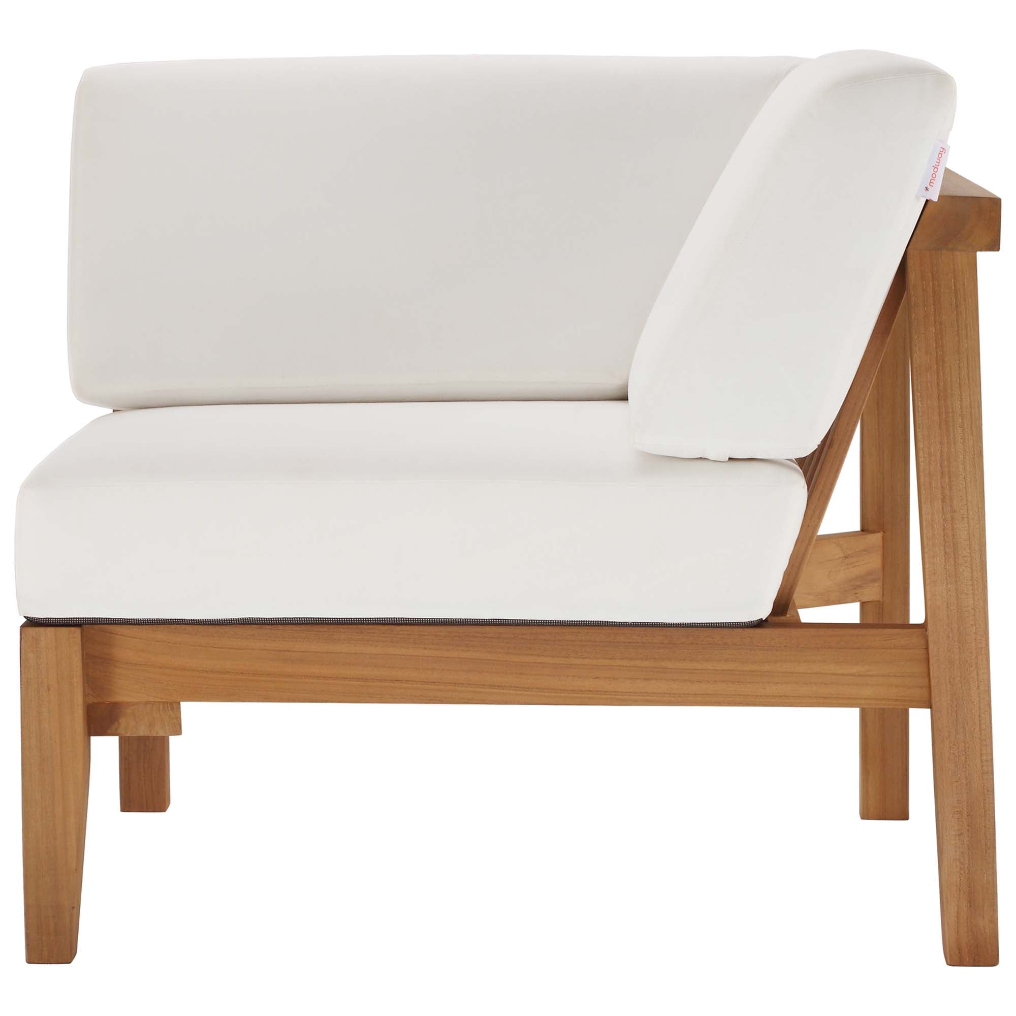 Bayport Outdoor Patio Teak Wood Corner Chair, Natural White