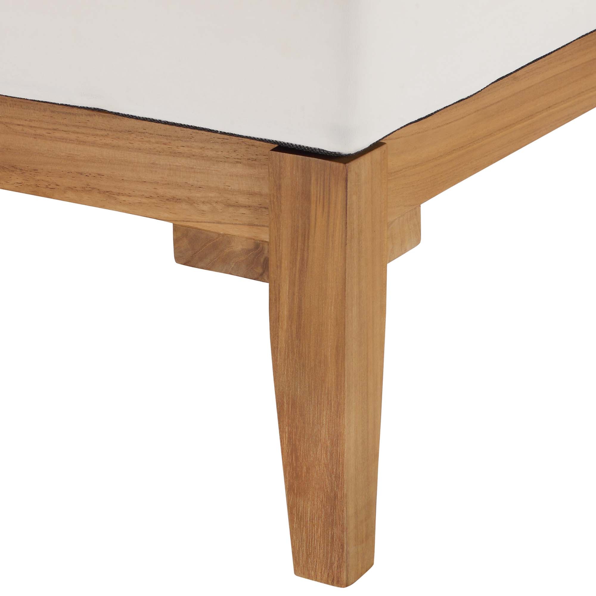 Bayport Outdoor Patio Teak Wood Corner Chair, Natural White